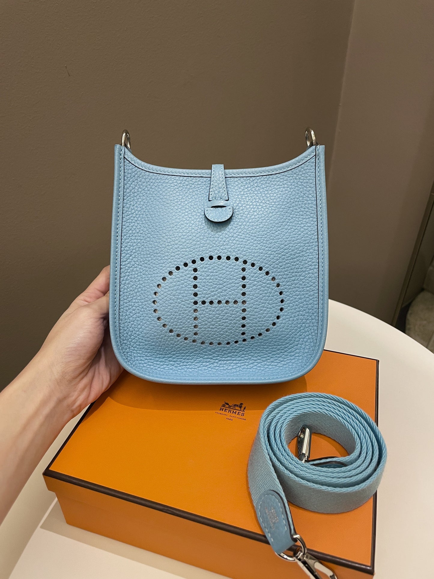 Hermes Mini Evelyne Bleu Atoll Clemence