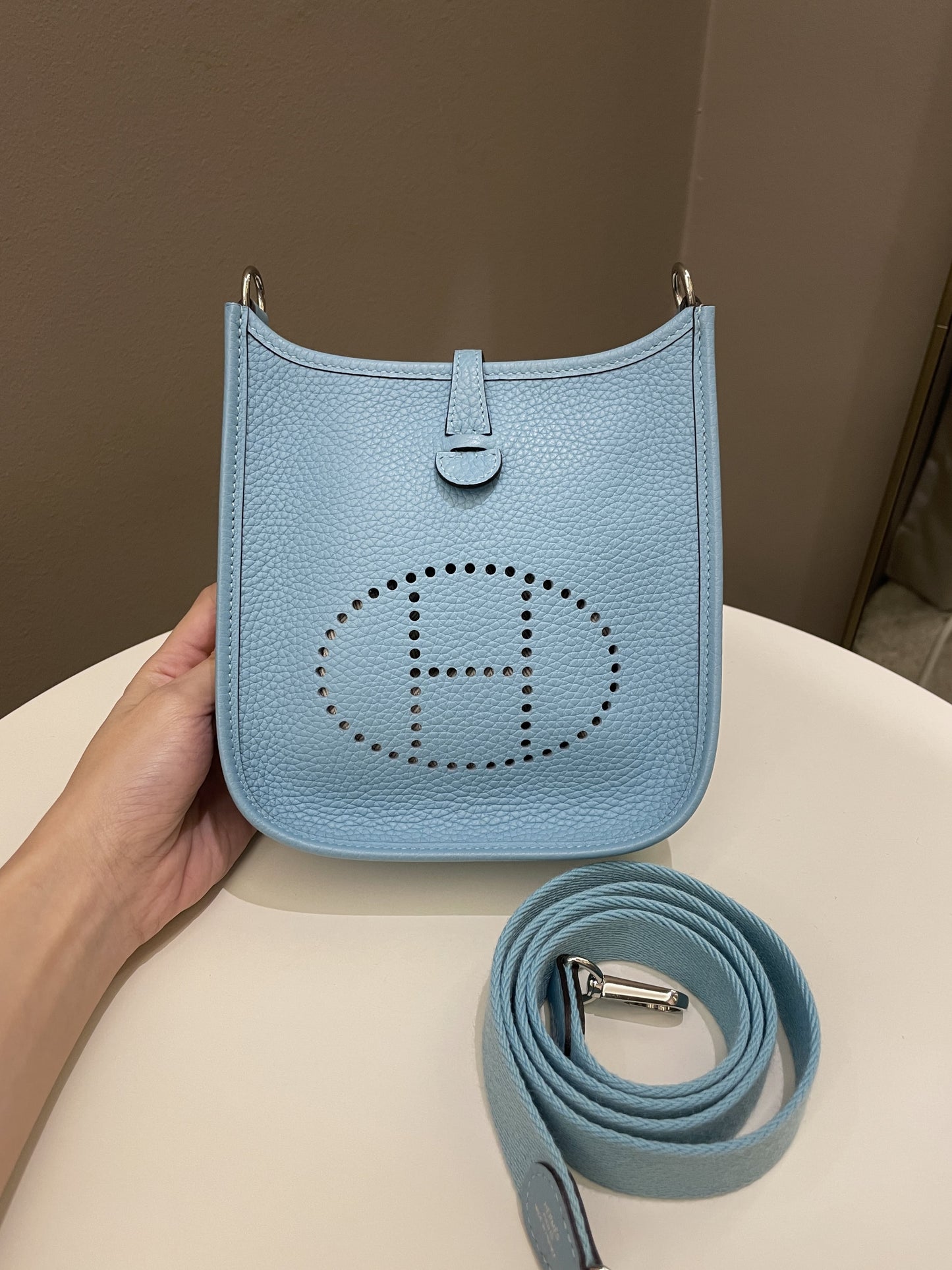 Hermes Mini Evelyne Bleu Atoll Clemence