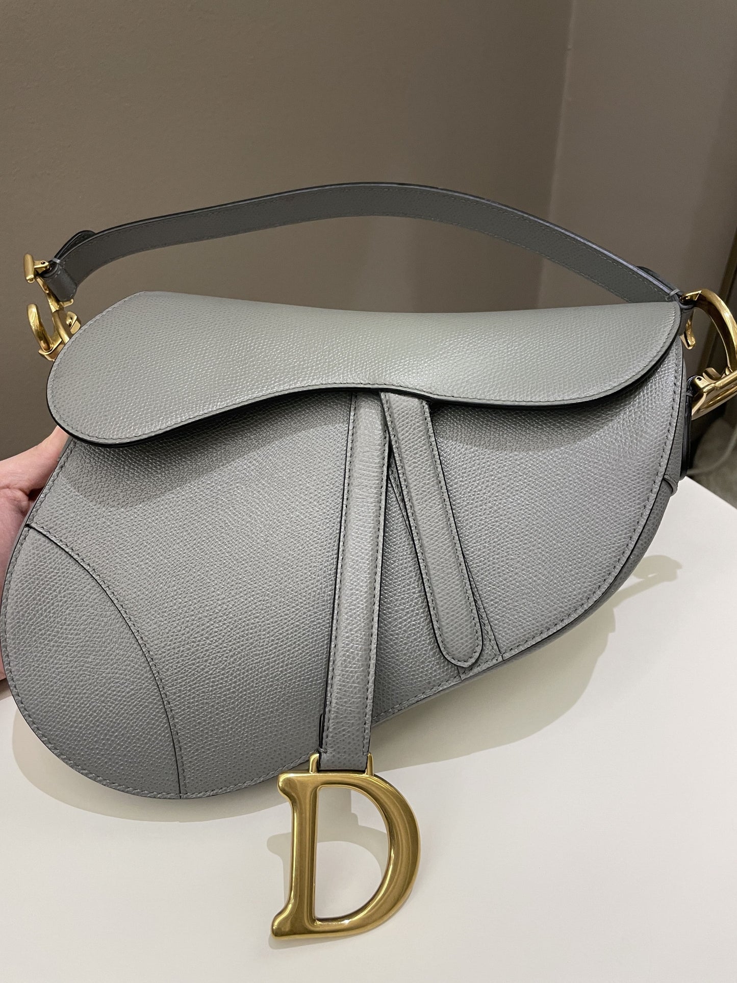 Dior Saddle Bag Gray Grained