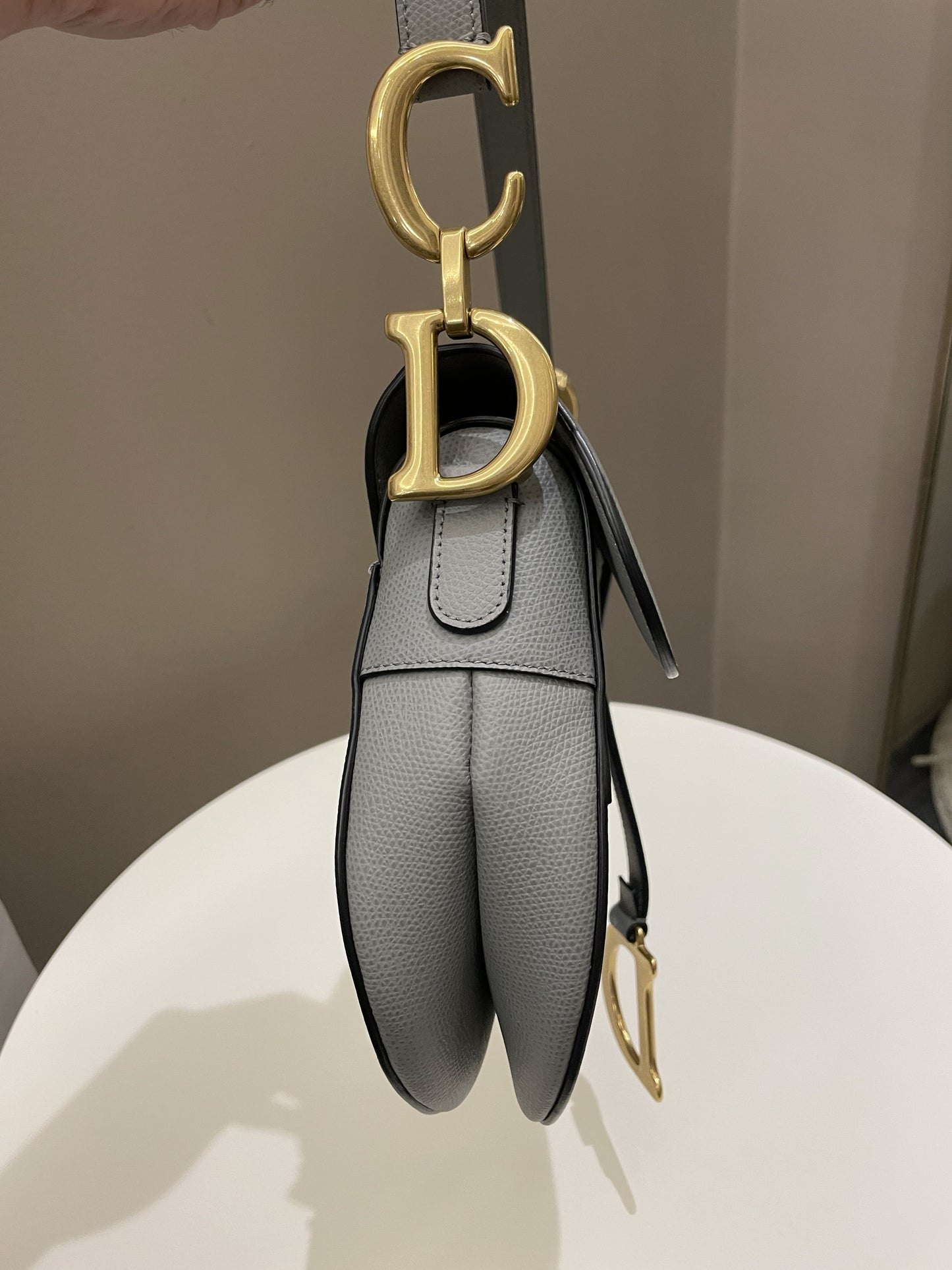 Dior Saddle Bag Gray Grained