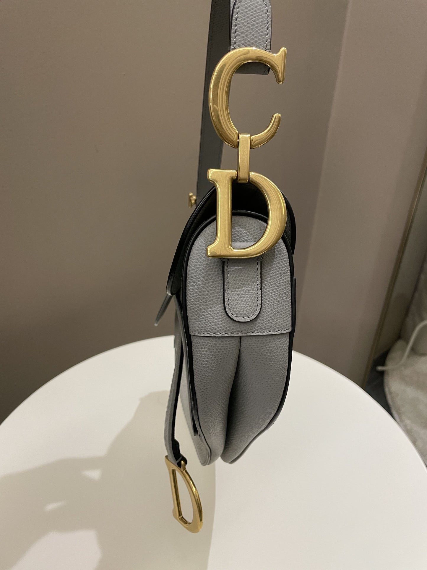 Dior Saddle Bag Gray Grained