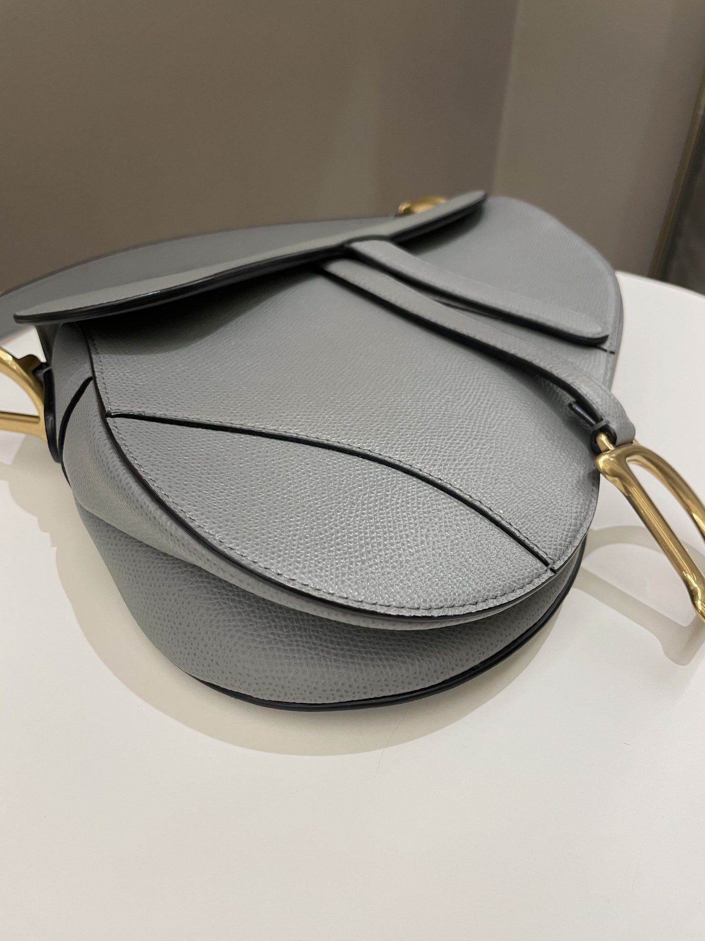 Dior Saddle Bag Gray Grained