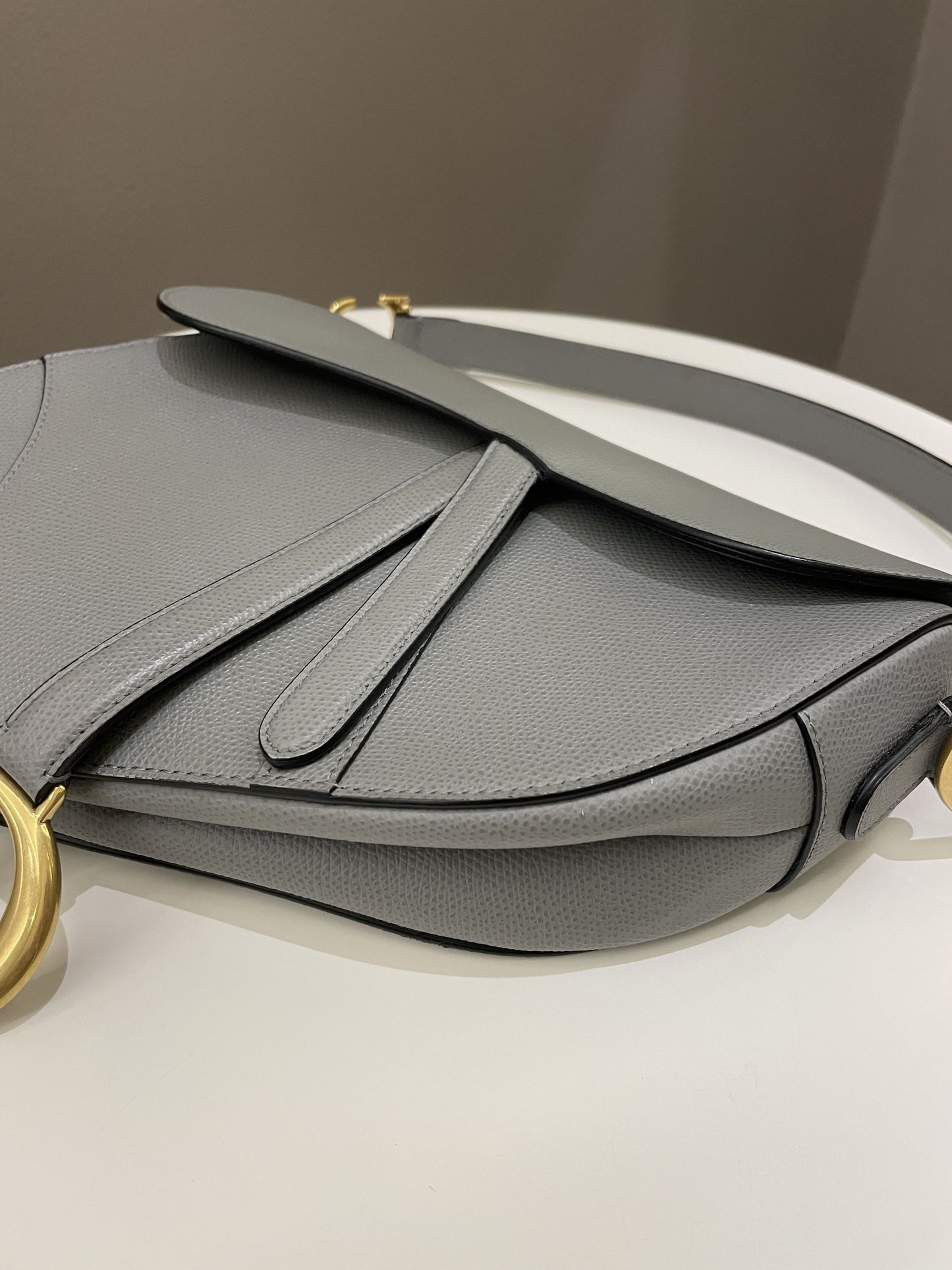 Dior Saddle Bag Gray Grained