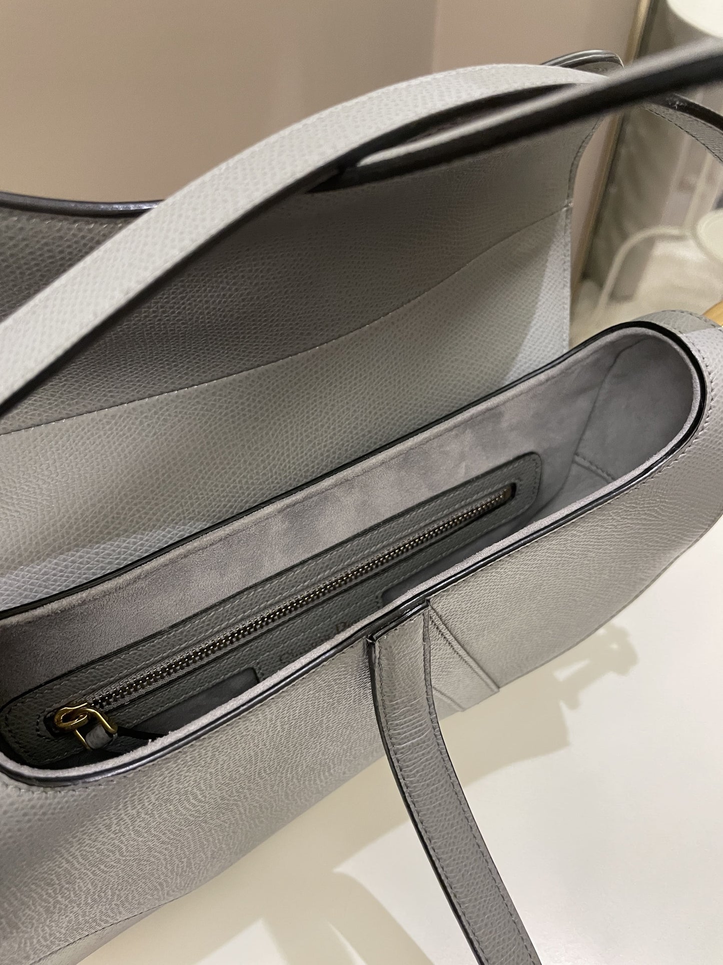 Dior Saddle Bag Gray Grained