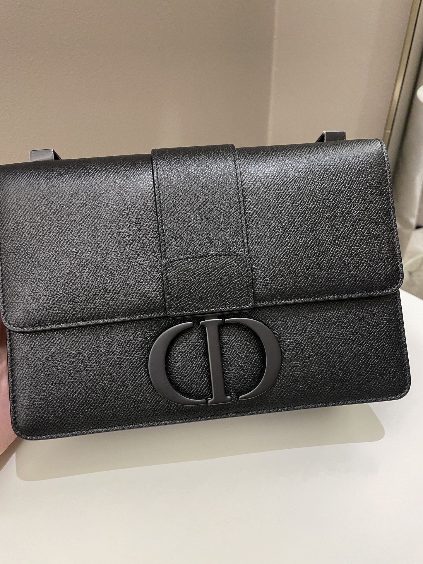 Dior Montaigne 30 Ultramatt Black Grained Calfskin