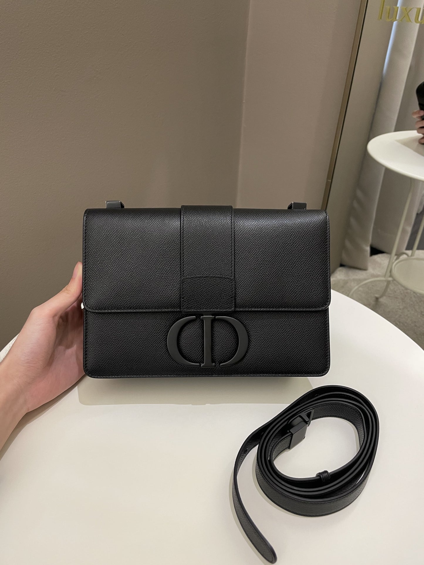 Dior Montaigne 30 Ultramatt Black Grained Calfskin