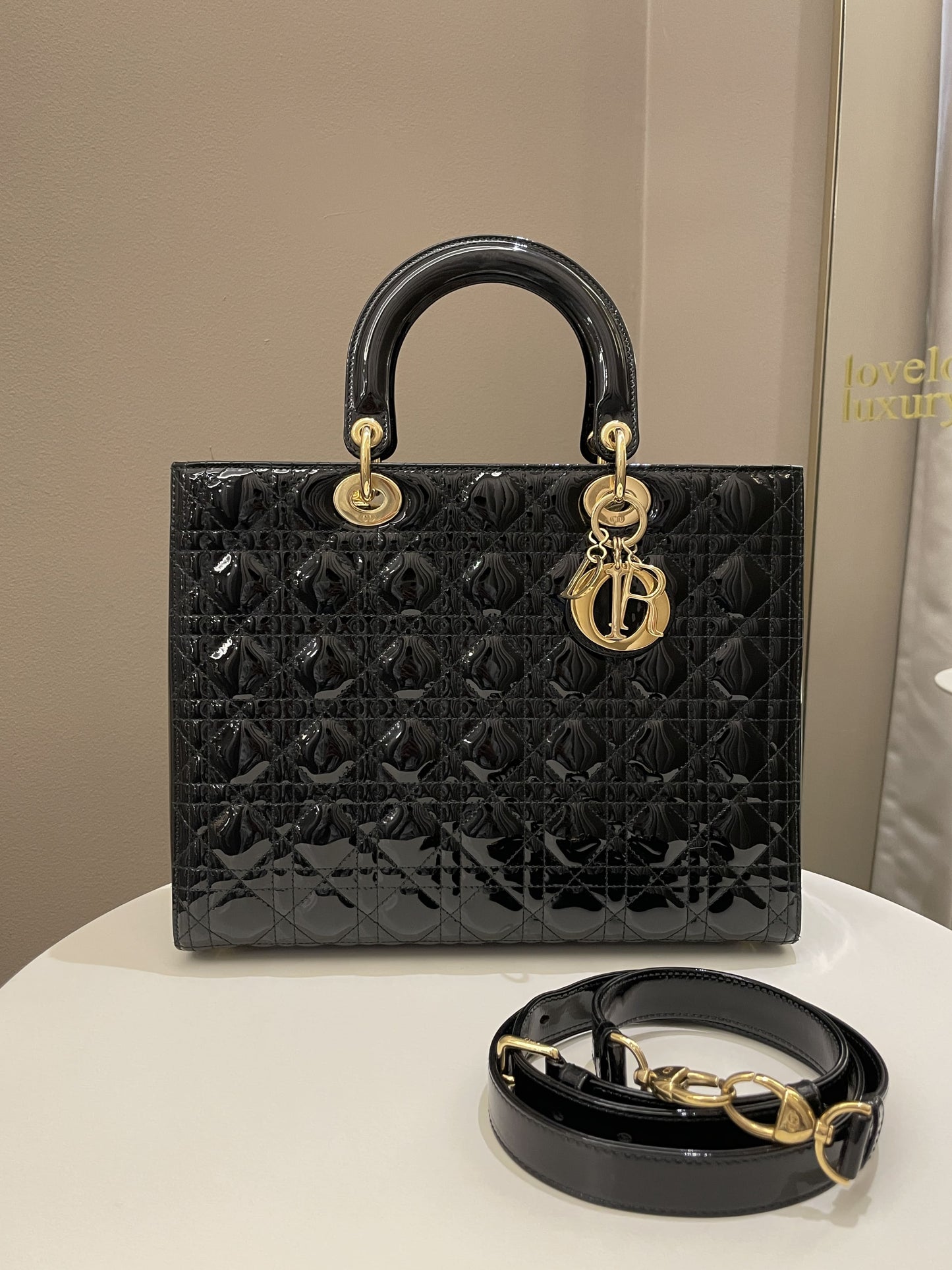 Dior Classic Lady Dior Black Patent