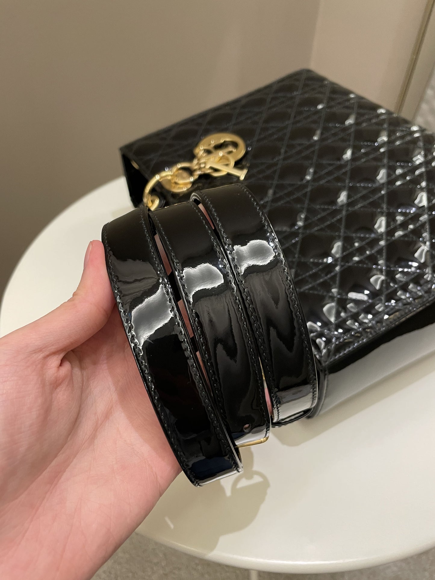 Dior Classic Lady Dior Black Patent