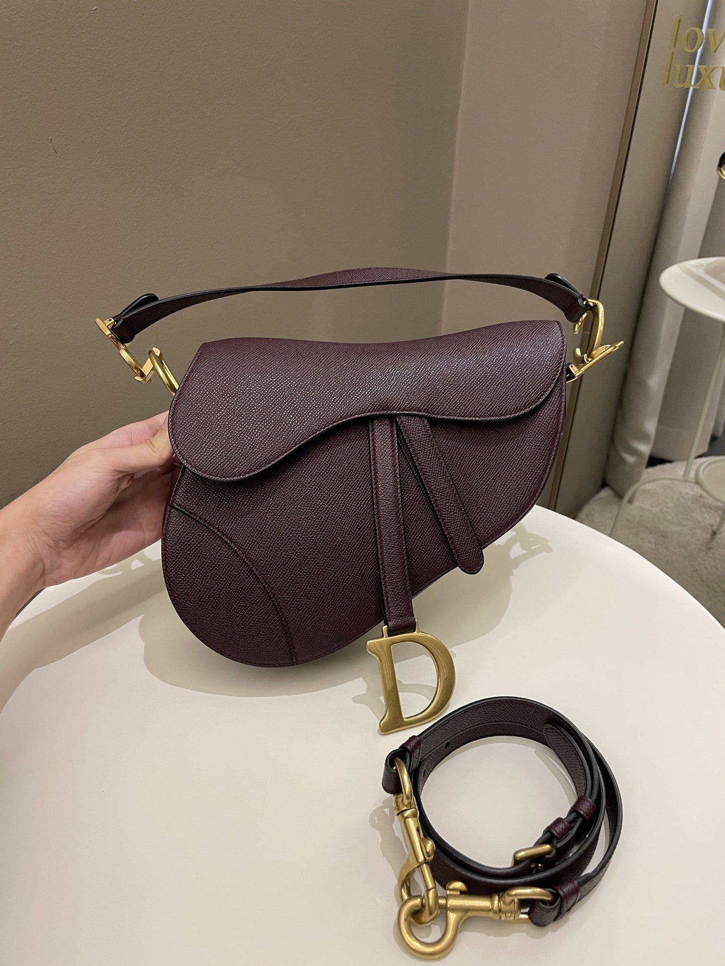 Dior Saddle Bag Amaranth Grained Calfskin