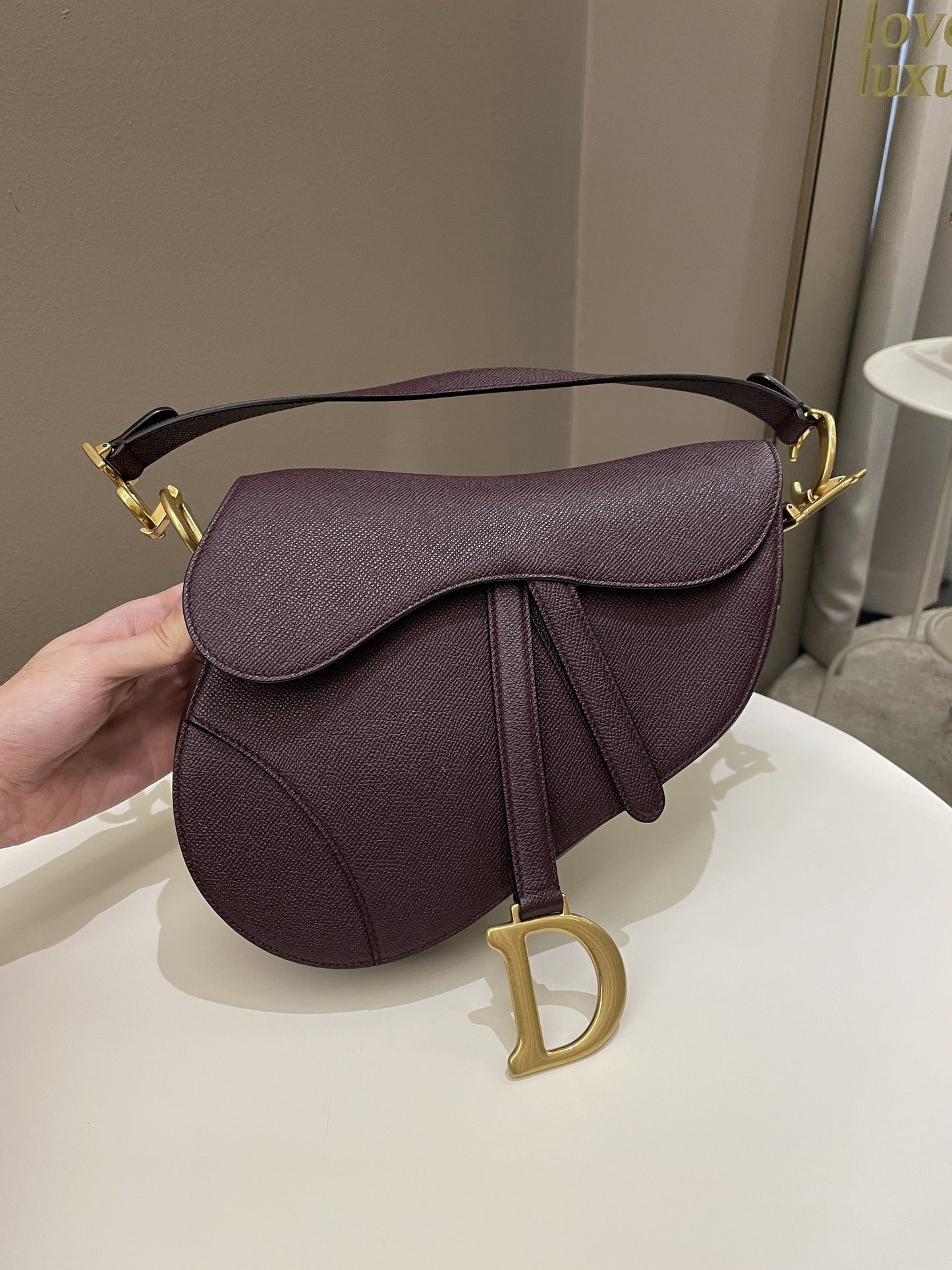 Dior Saddle Bag Amaranth Grained Calfskin