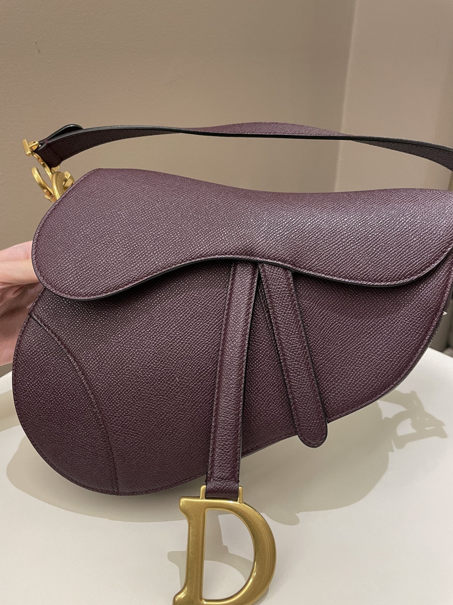 Dior Saddle Bag Amaranth Grained Calfskin