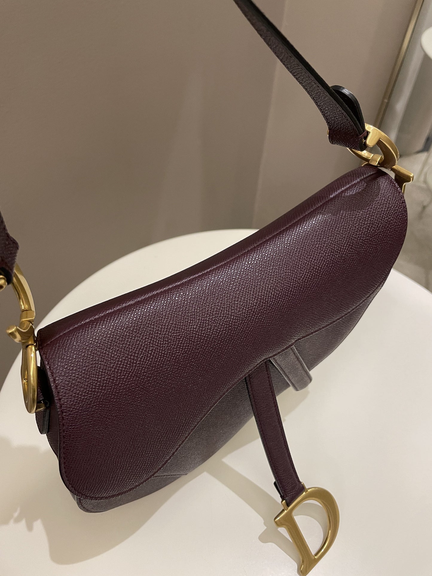 Dior Saddle Bag Amaranth Grained Calfskin