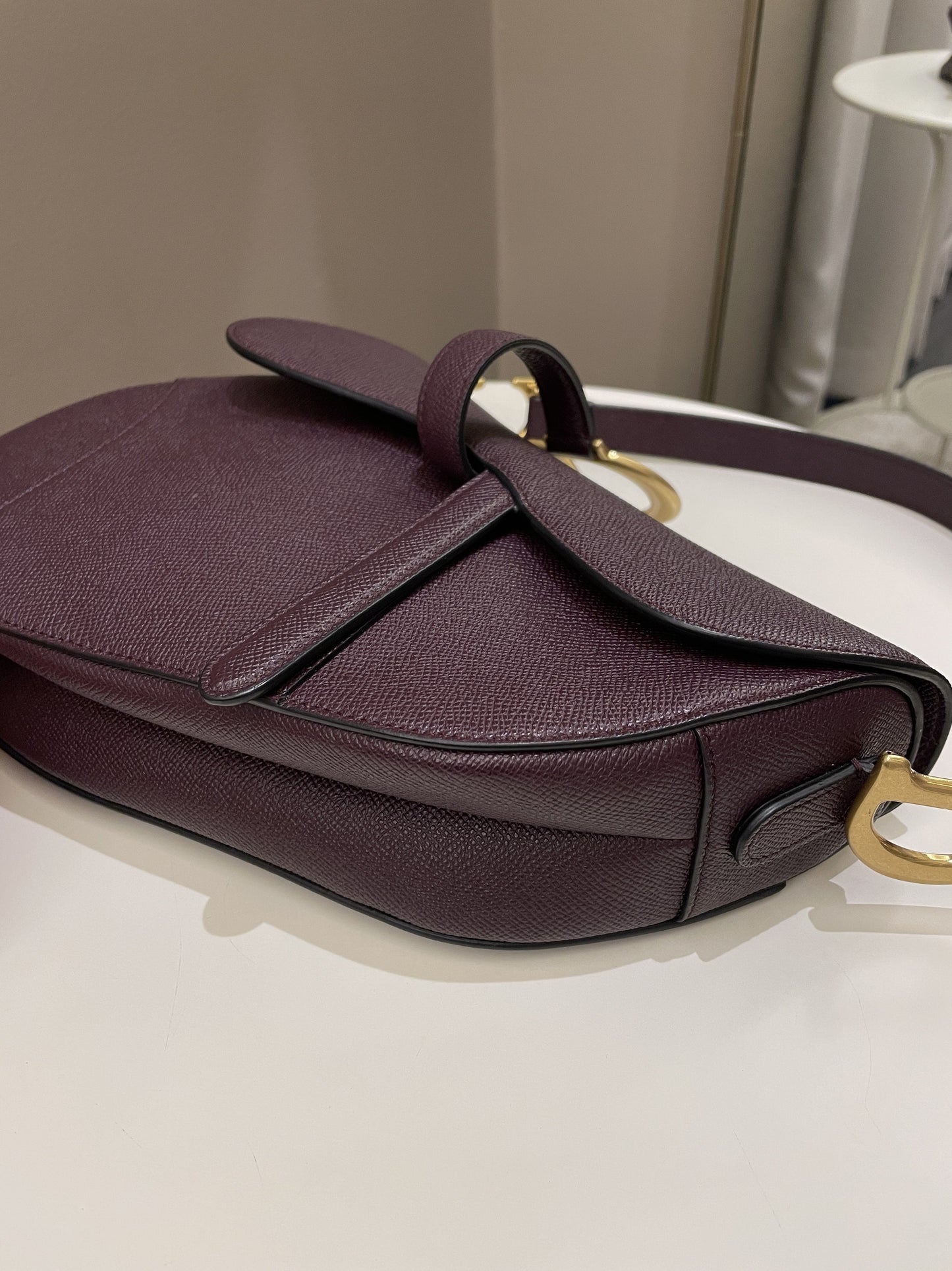 Dior Saddle Bag Amaranth Grained Calfskin