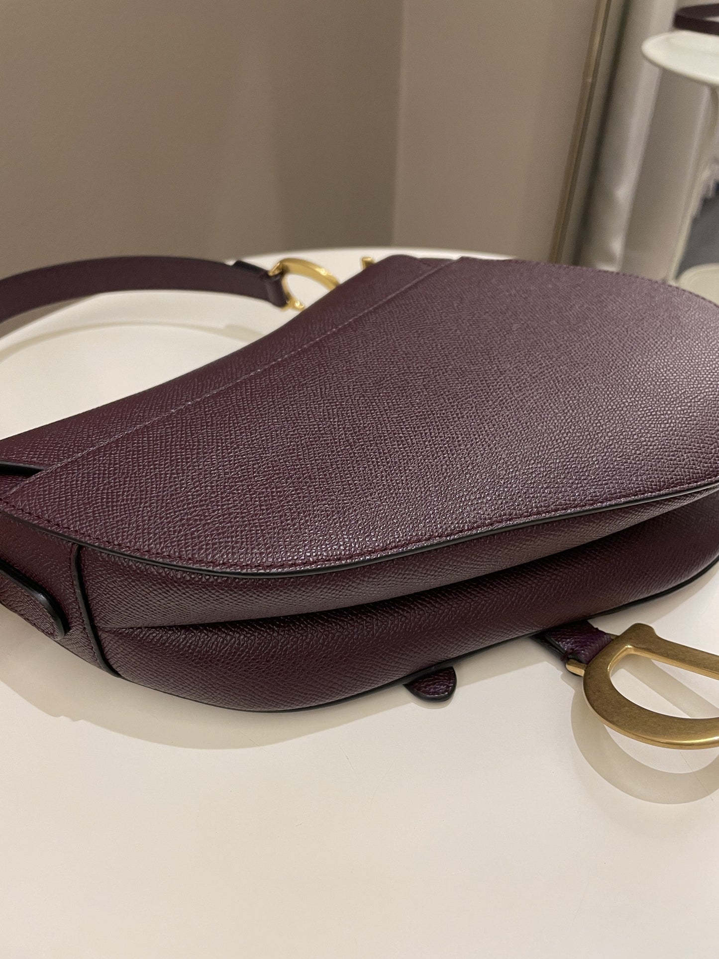 Dior Saddle Bag Amaranth Grained Calfskin