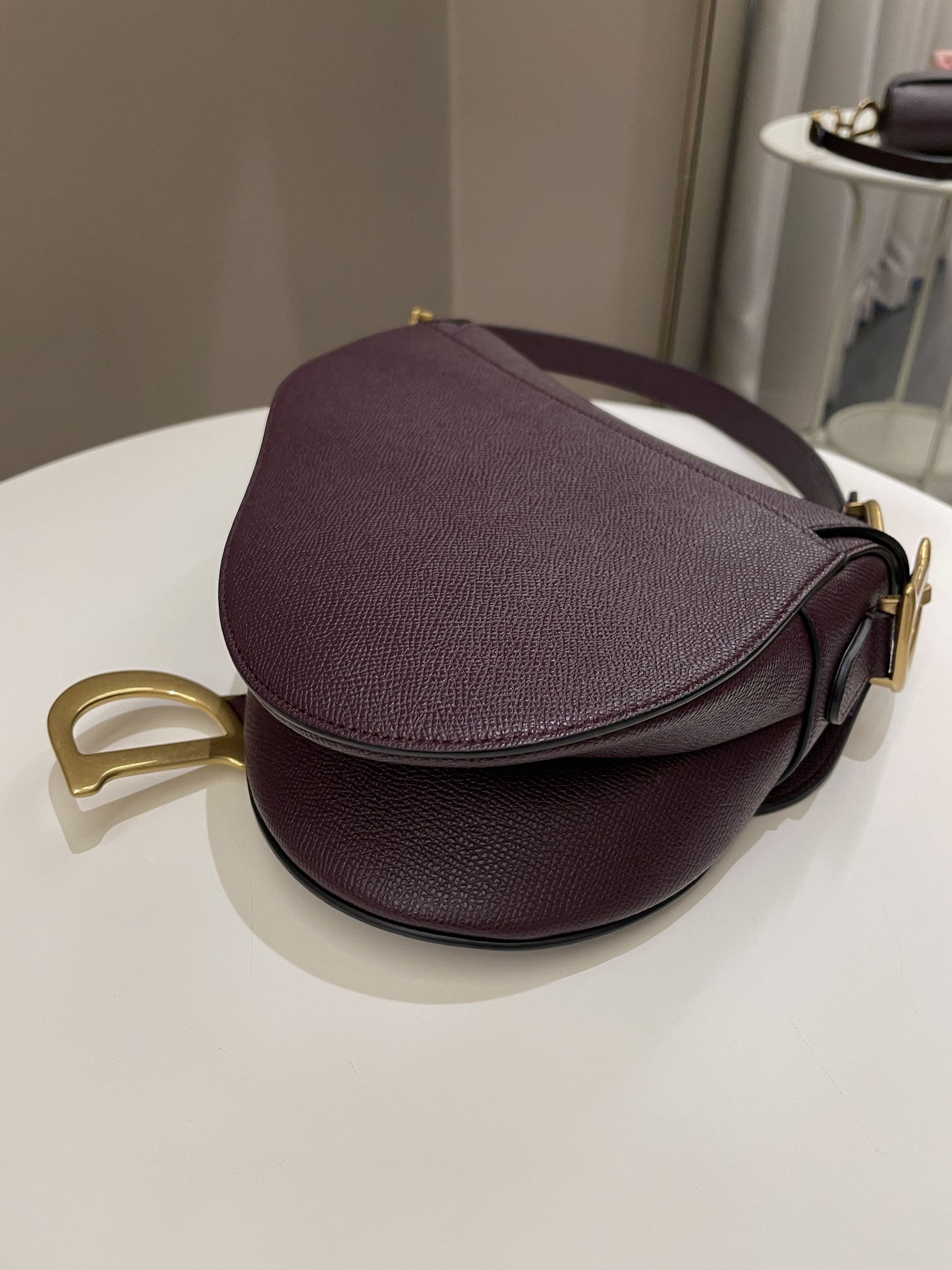 Dior Saddle Bag Amaranth Grained Calfskin