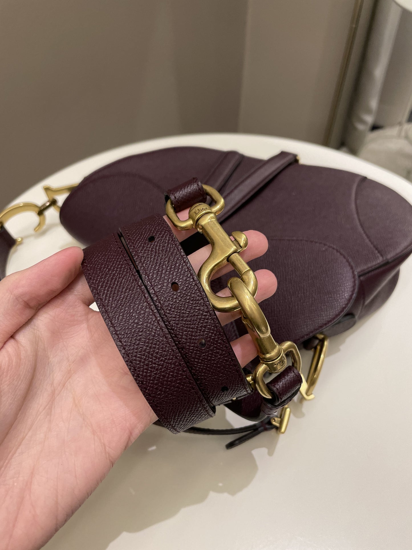 Dior Saddle Bag Amaranth Grained Calfskin