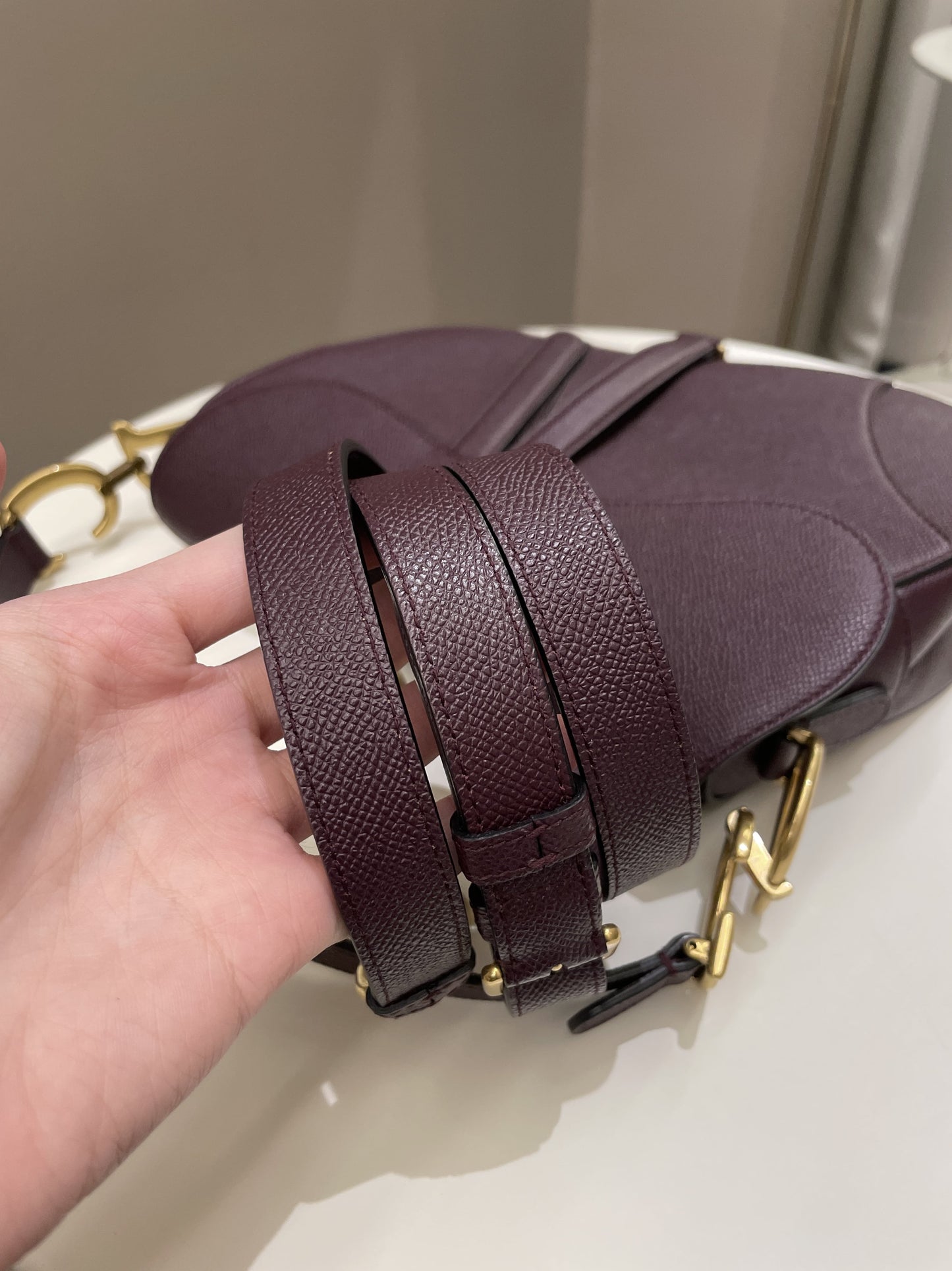 Dior Saddle Bag Amaranth Grained Calfskin