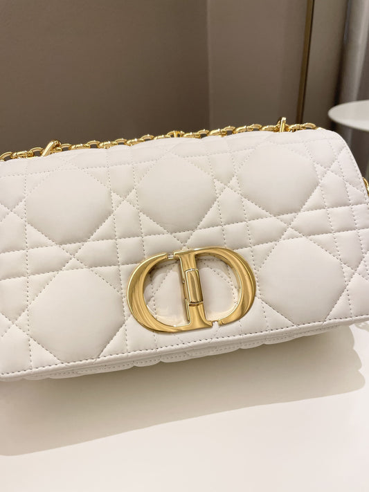 Dior Caro Bag White Puff Lambskin