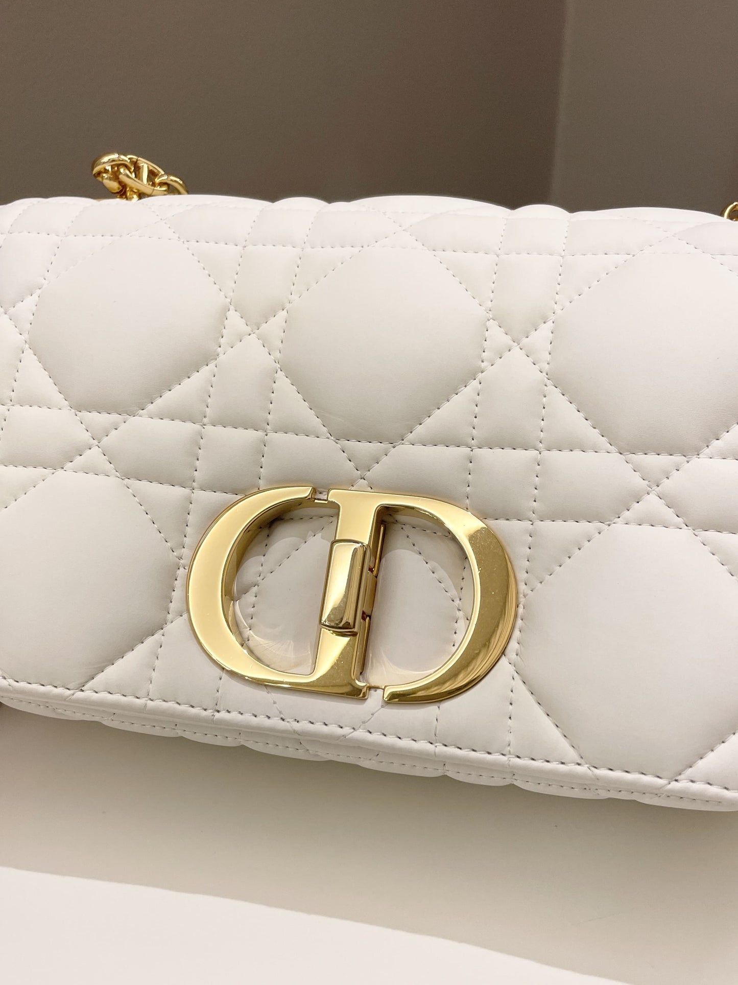 Dior Caro Bag White Puff Lambskin