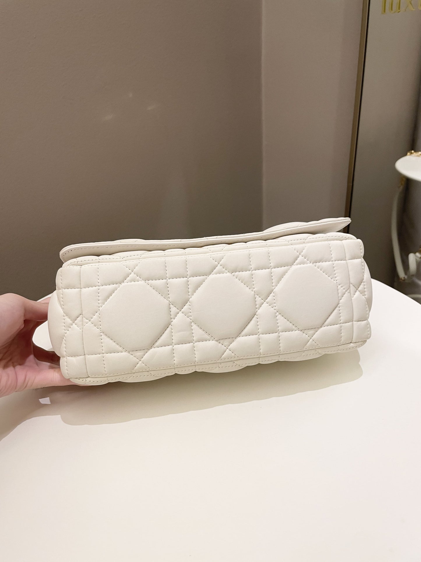 Dior Caro Bag White Puff Lambskin