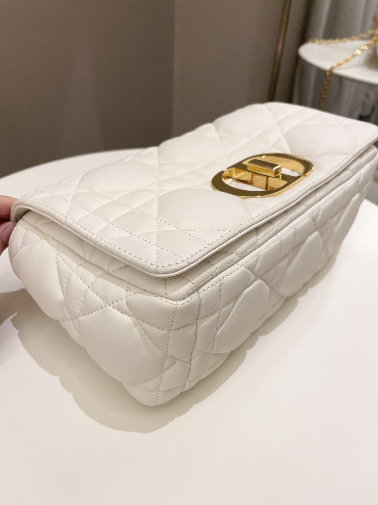 Dior Caro Bag White Puff Lambskin