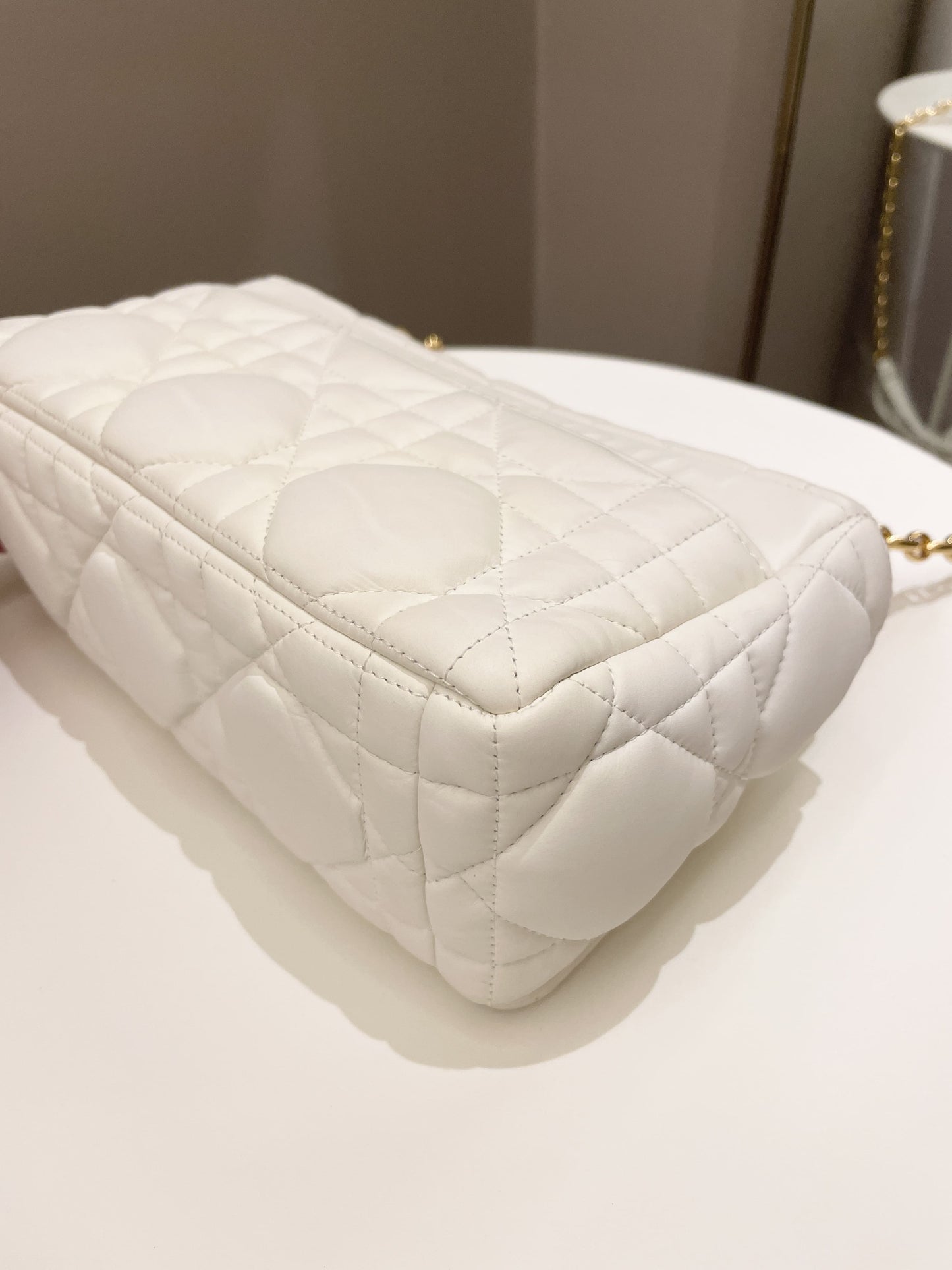 Dior Caro Bag White Puff Lambskin