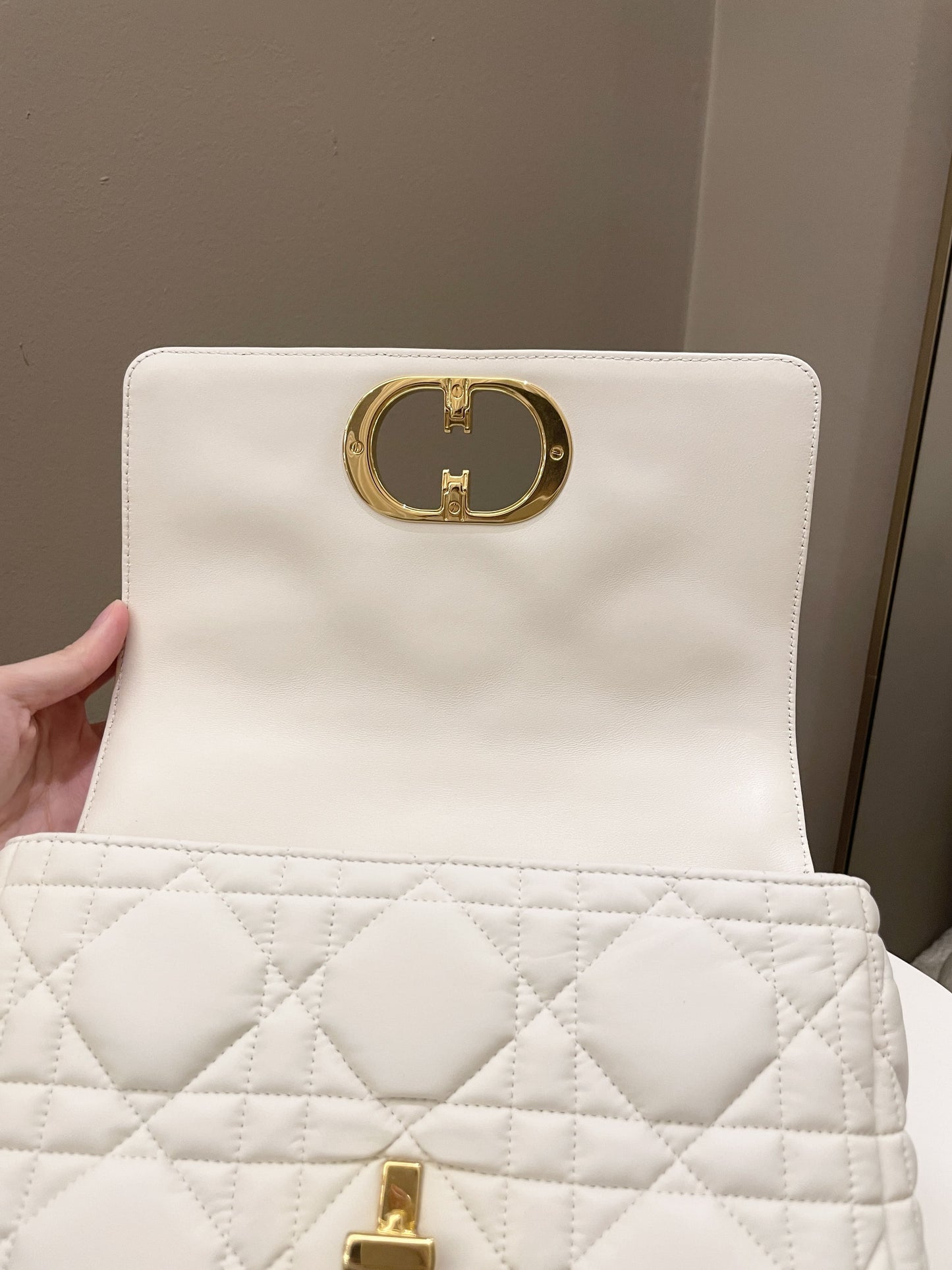 Dior Caro Bag White Puff Lambskin