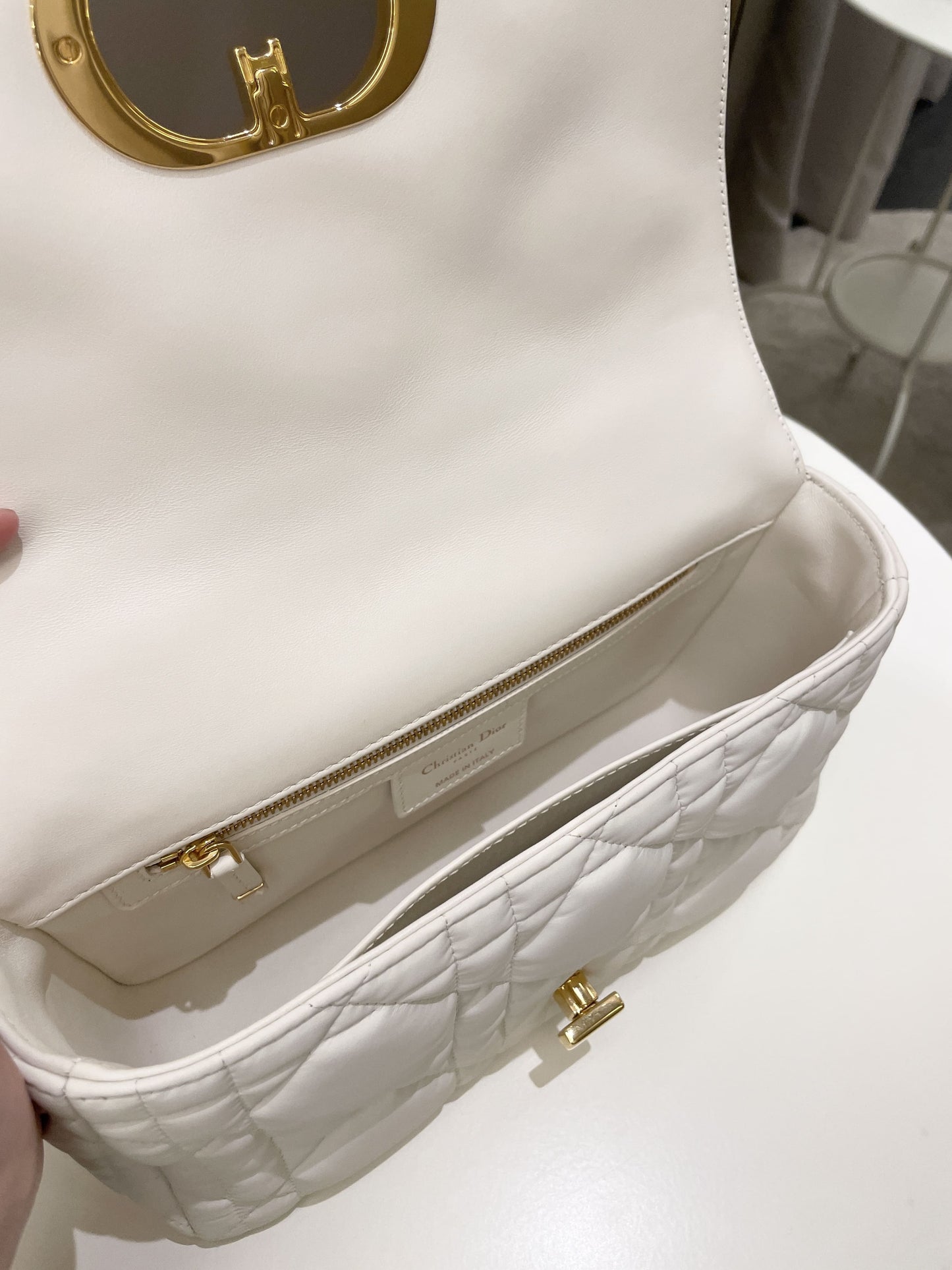 Dior Caro Bag White Puff Lambskin