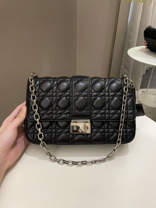 Dior Miss Dior Cannage Shoulder Bag Black Lambskin