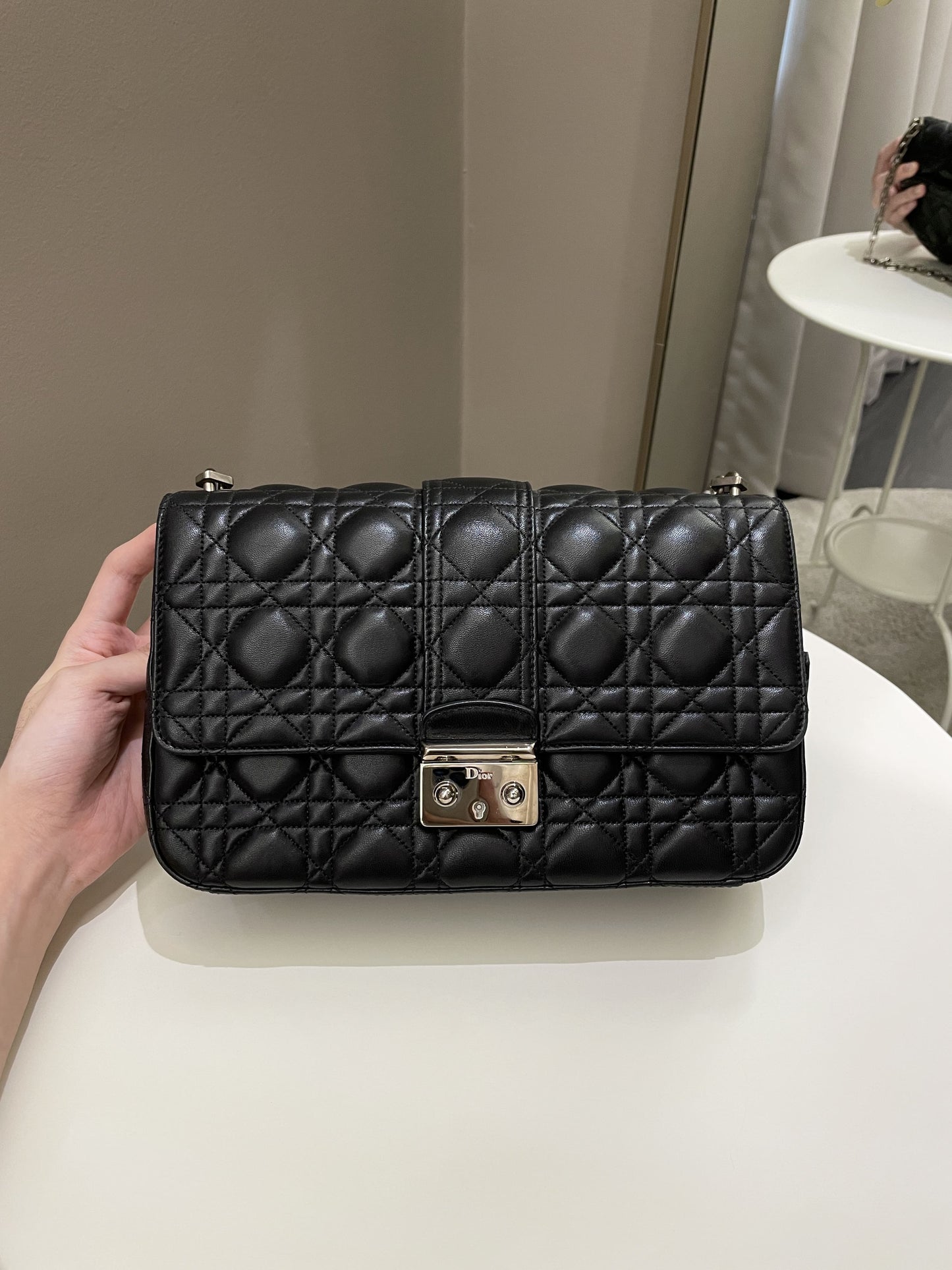 Dior Miss Dior Cannage Shoulder Bag Black Lambskin