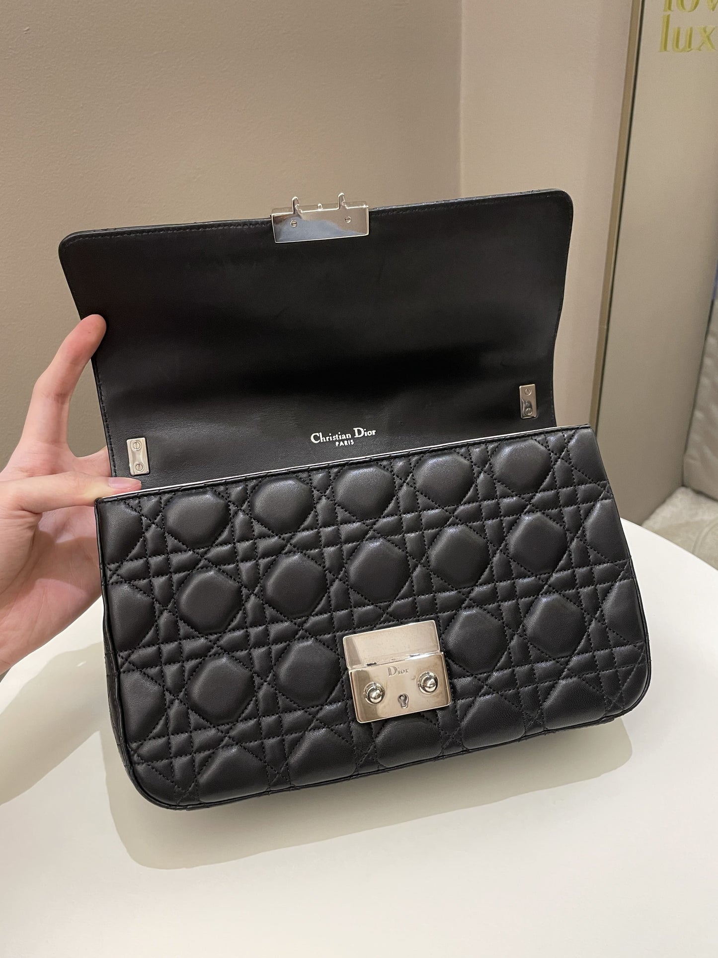 Dior Miss Dior Cannage Shoulder Bag Black Lambskin