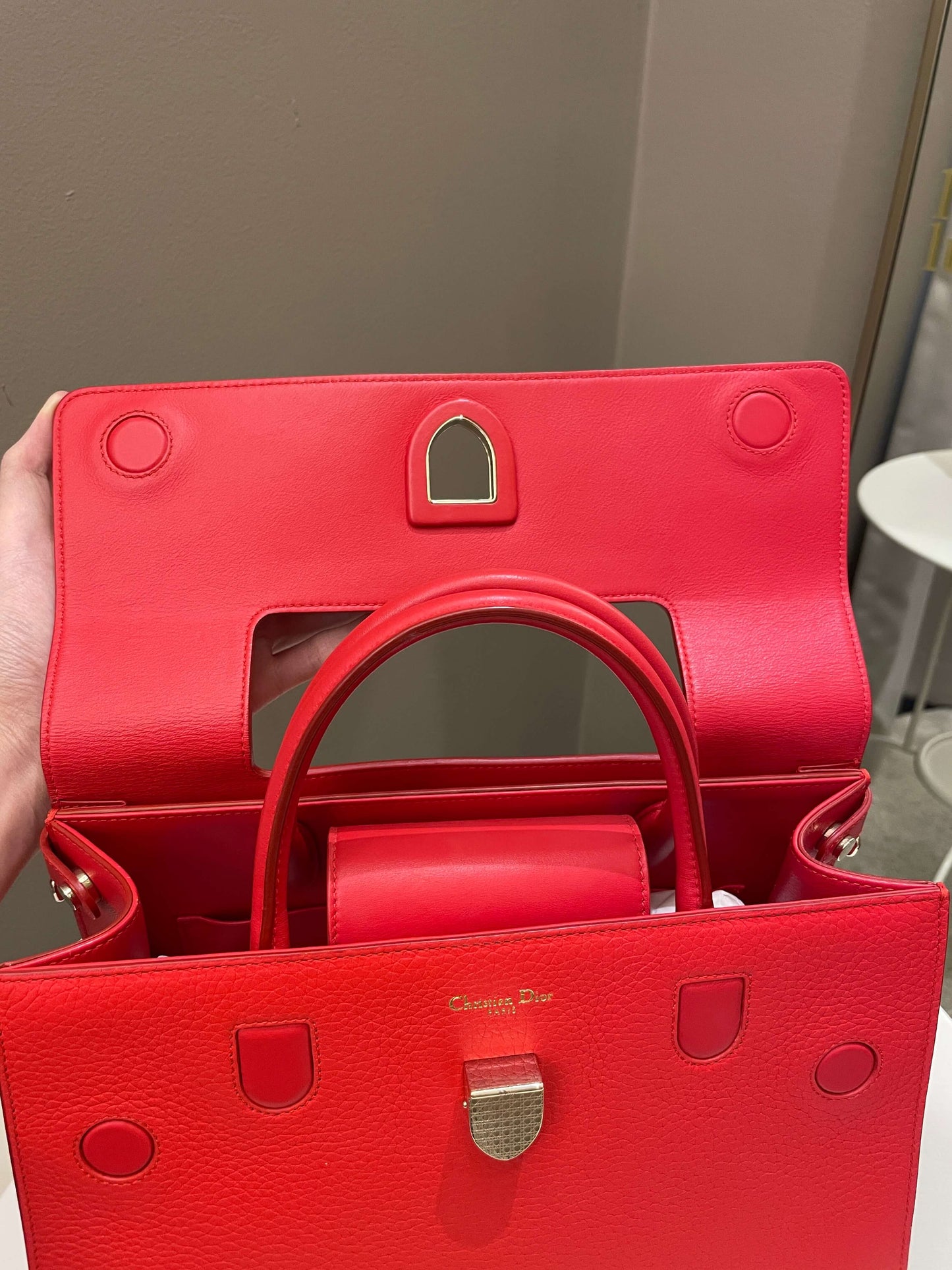 Dior Diorever Tote bag Red Grainy Leather