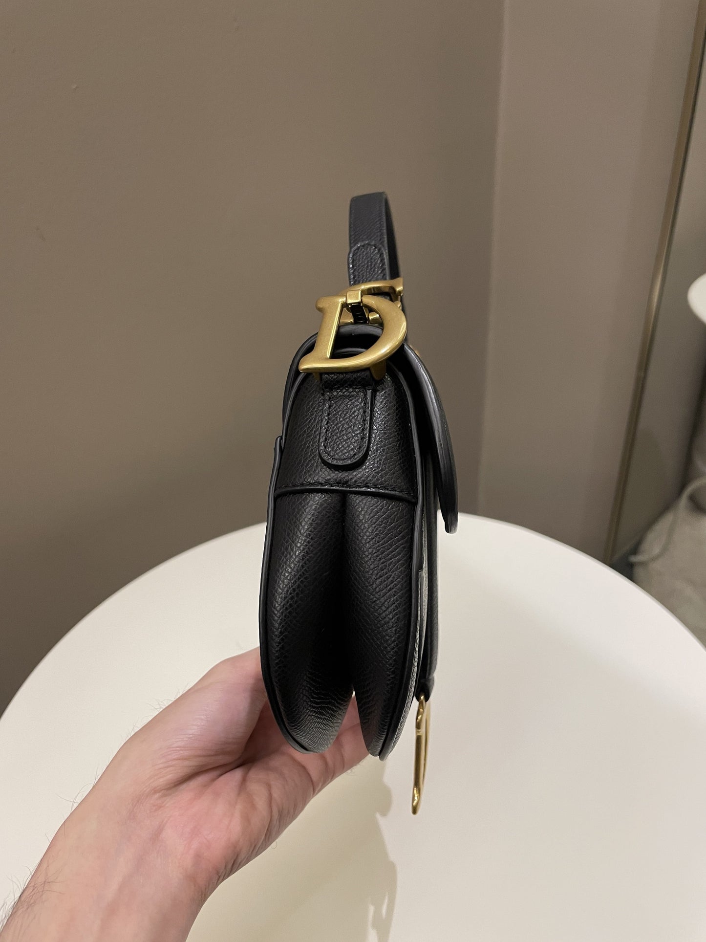 Dior Mini Saddle Bag Black Grained Leather