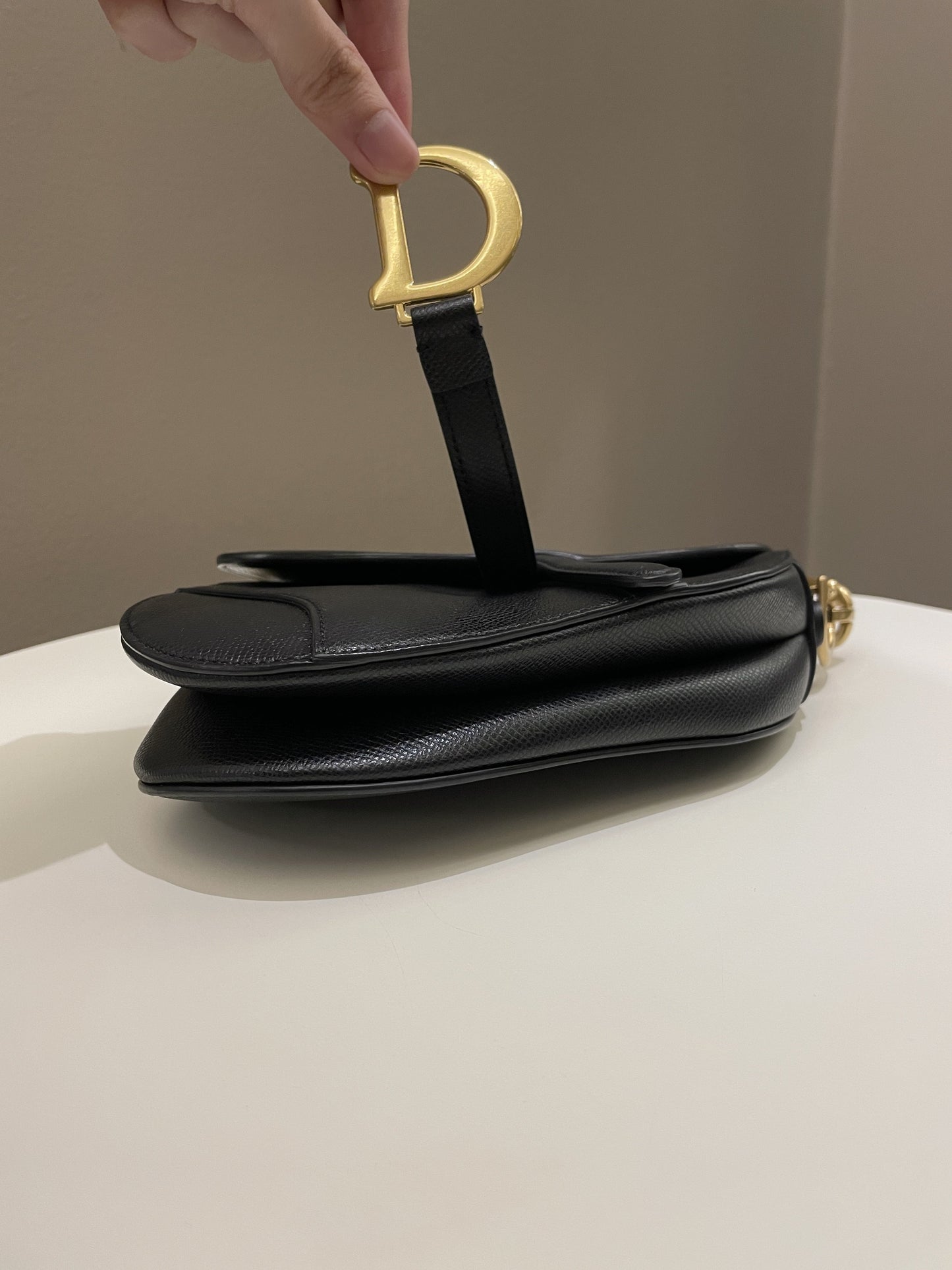 Dior Mini Saddle Bag Black Grained Leather