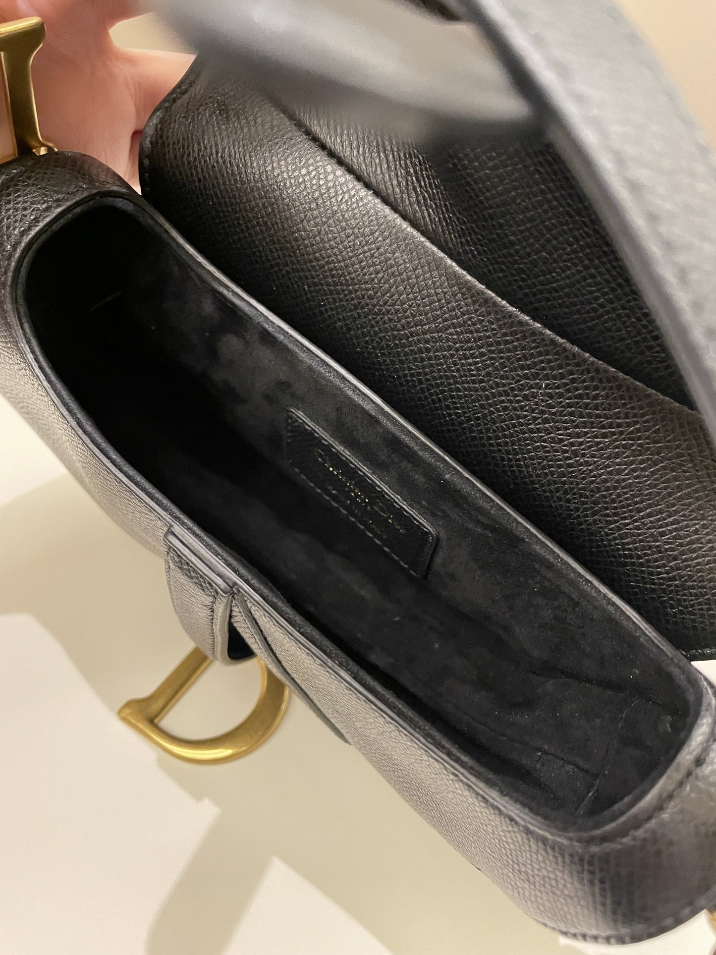 Dior Mini Saddle Bag Black Grained Leather