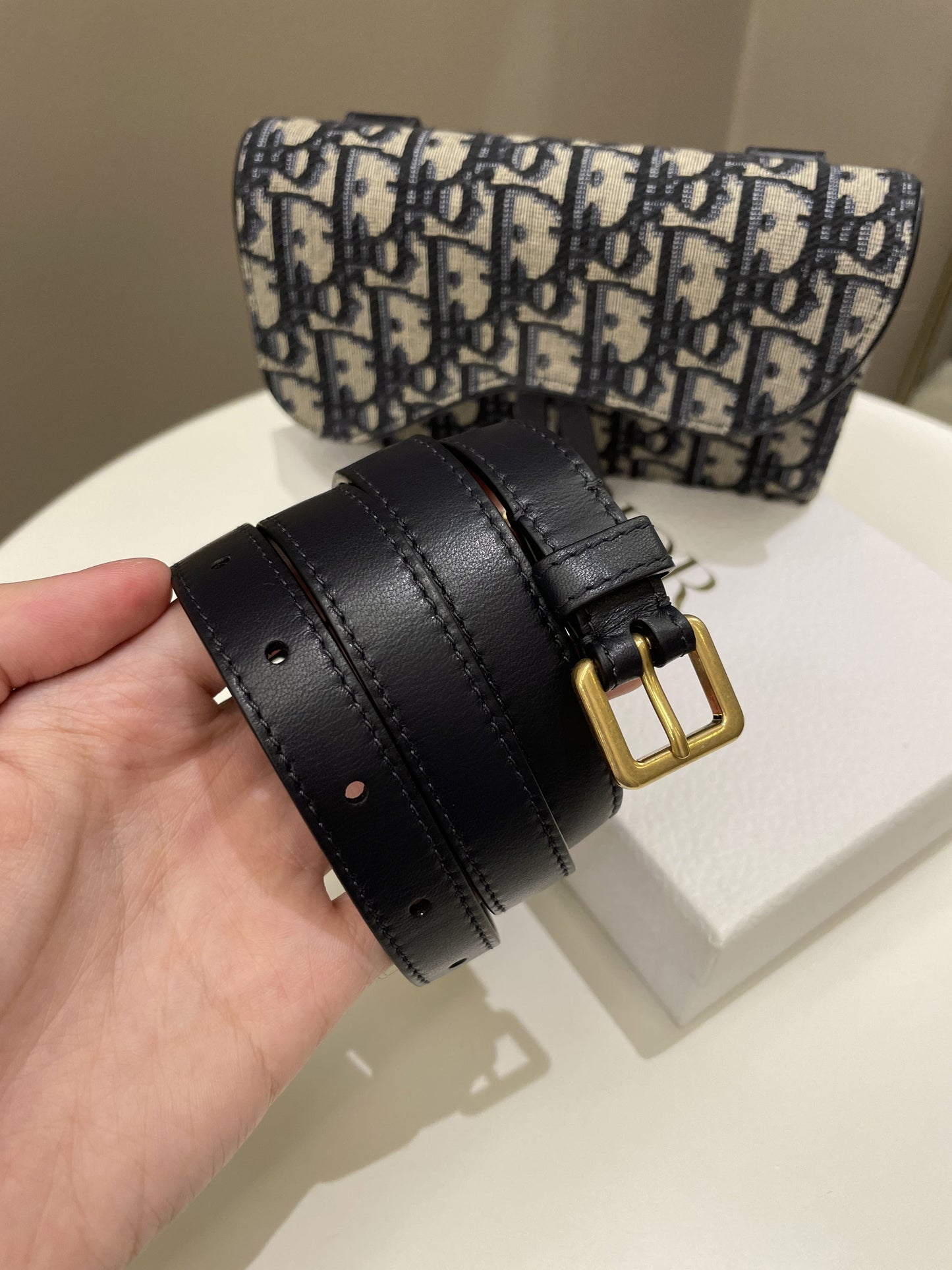 Dior Saddle Belt Pouch Blue Oblique