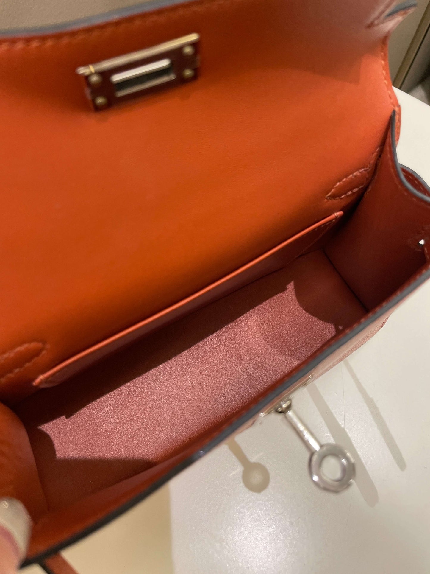 Hermes Mini Kelly 20 Cuivre Chèvre / Rose Mexico