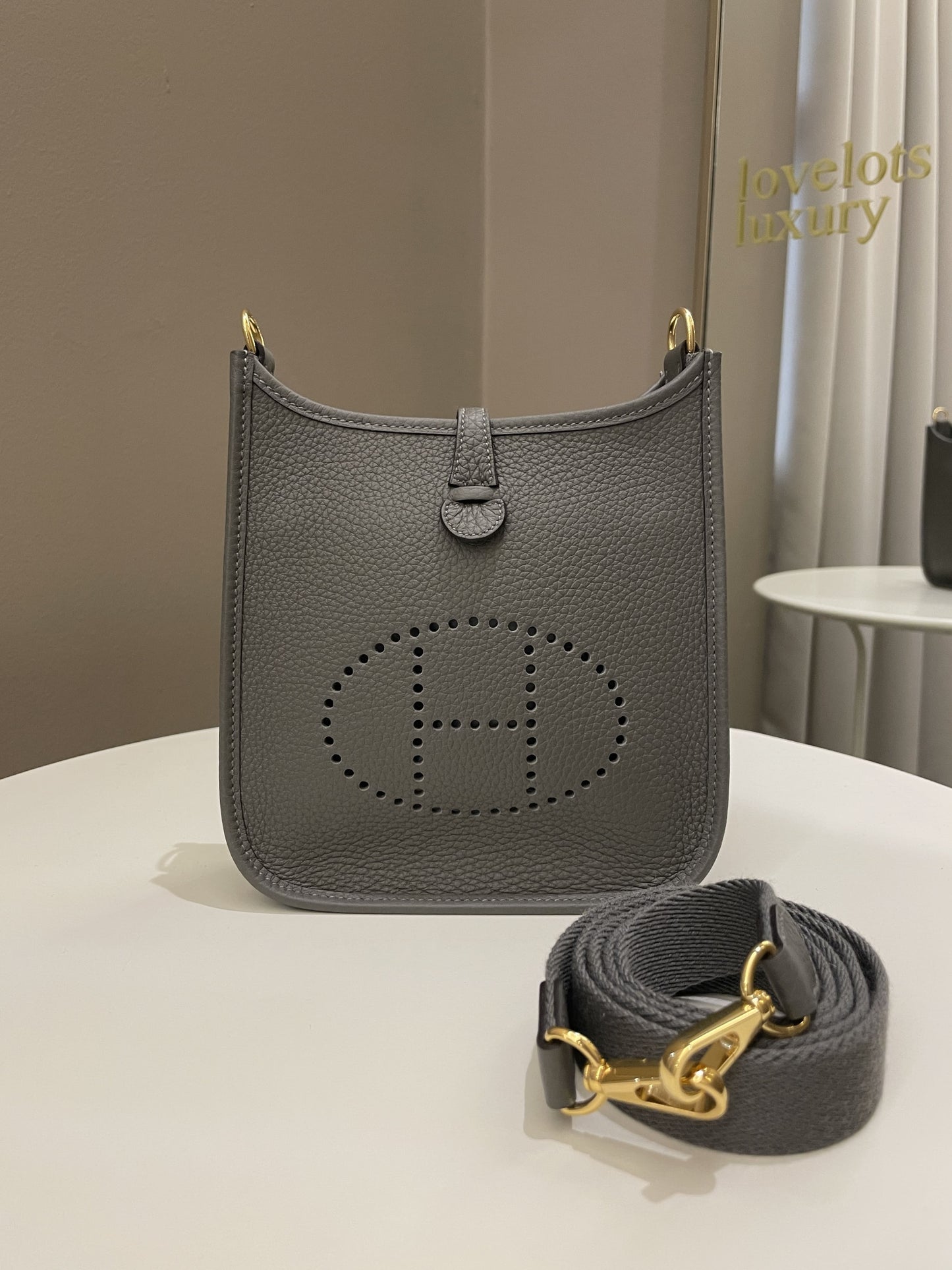 Hermes Mini Evelyne Gris Meyer Clemence