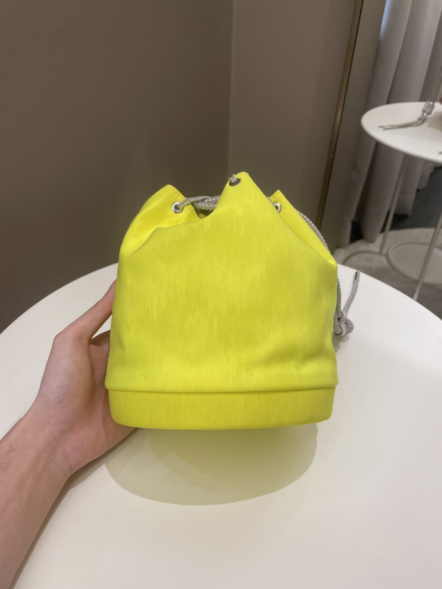 Dior Mini Marine Bucket Bag Yellow Canvas/ Lambskin