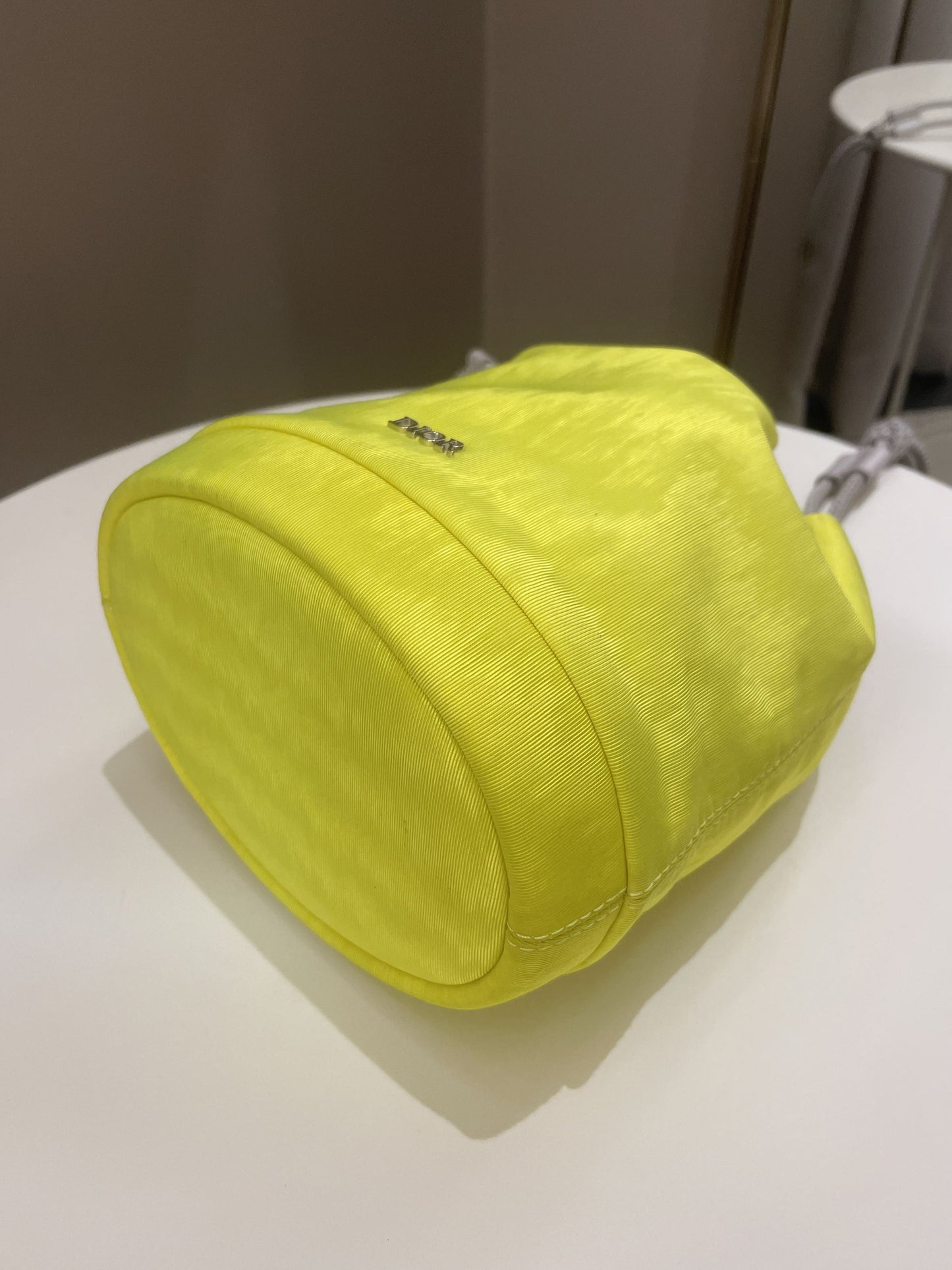 Dior Mini Marine Bucket Bag Yellow Canvas/ Lambskin