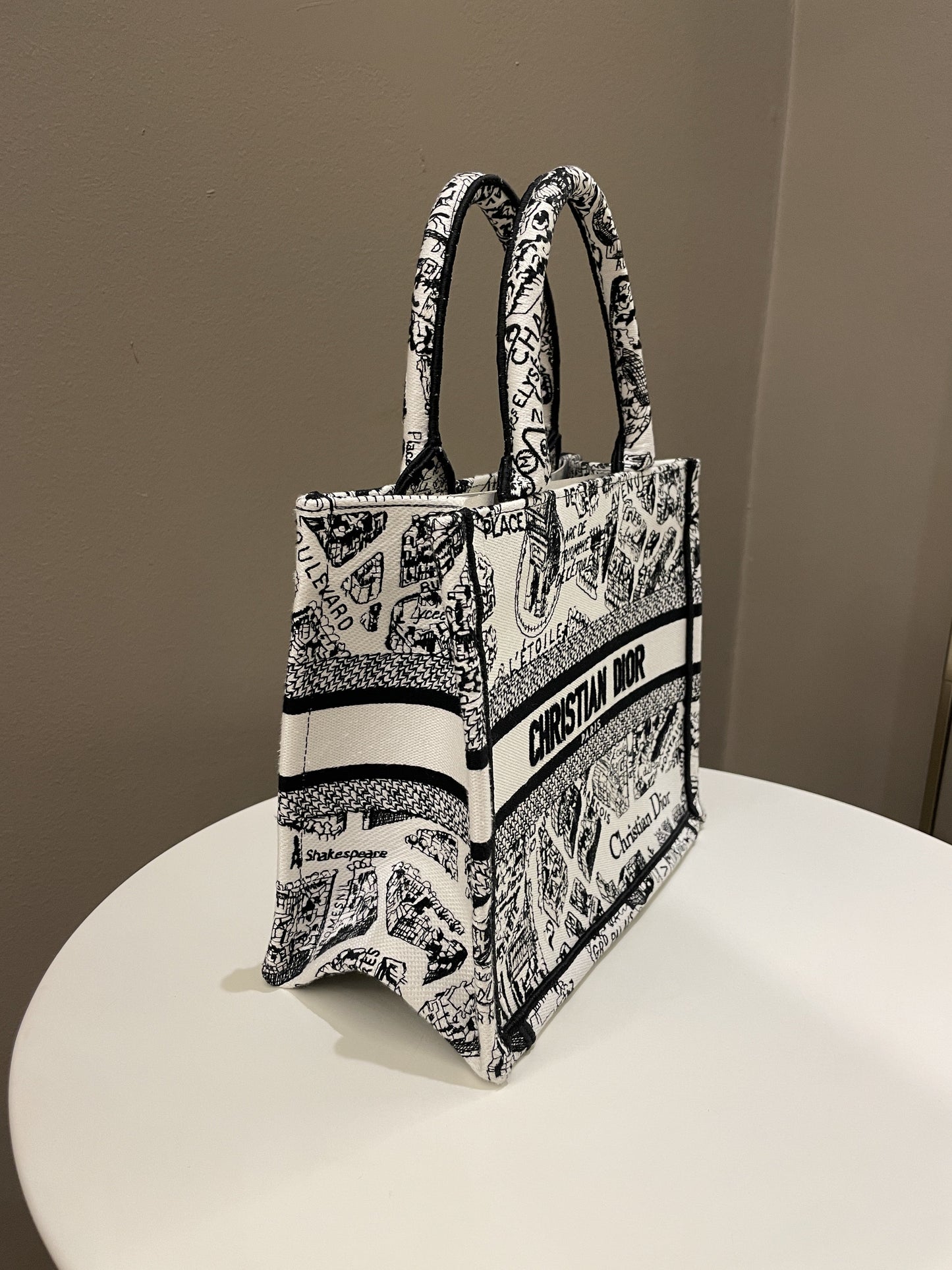 Dior Plan de Paris Book Tote  White / Black