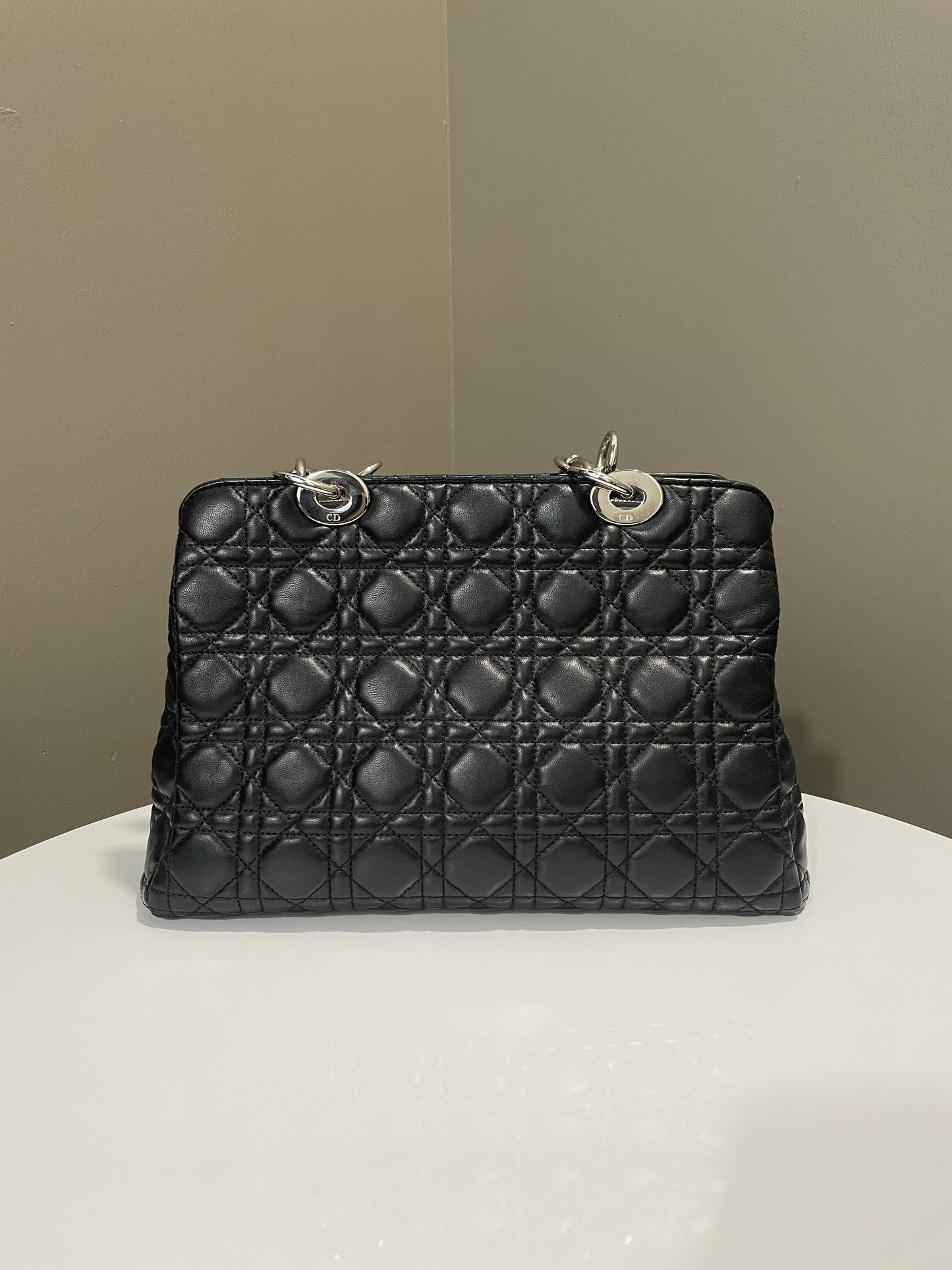 Dior Cannage Shoulder Bag Black Lambskin