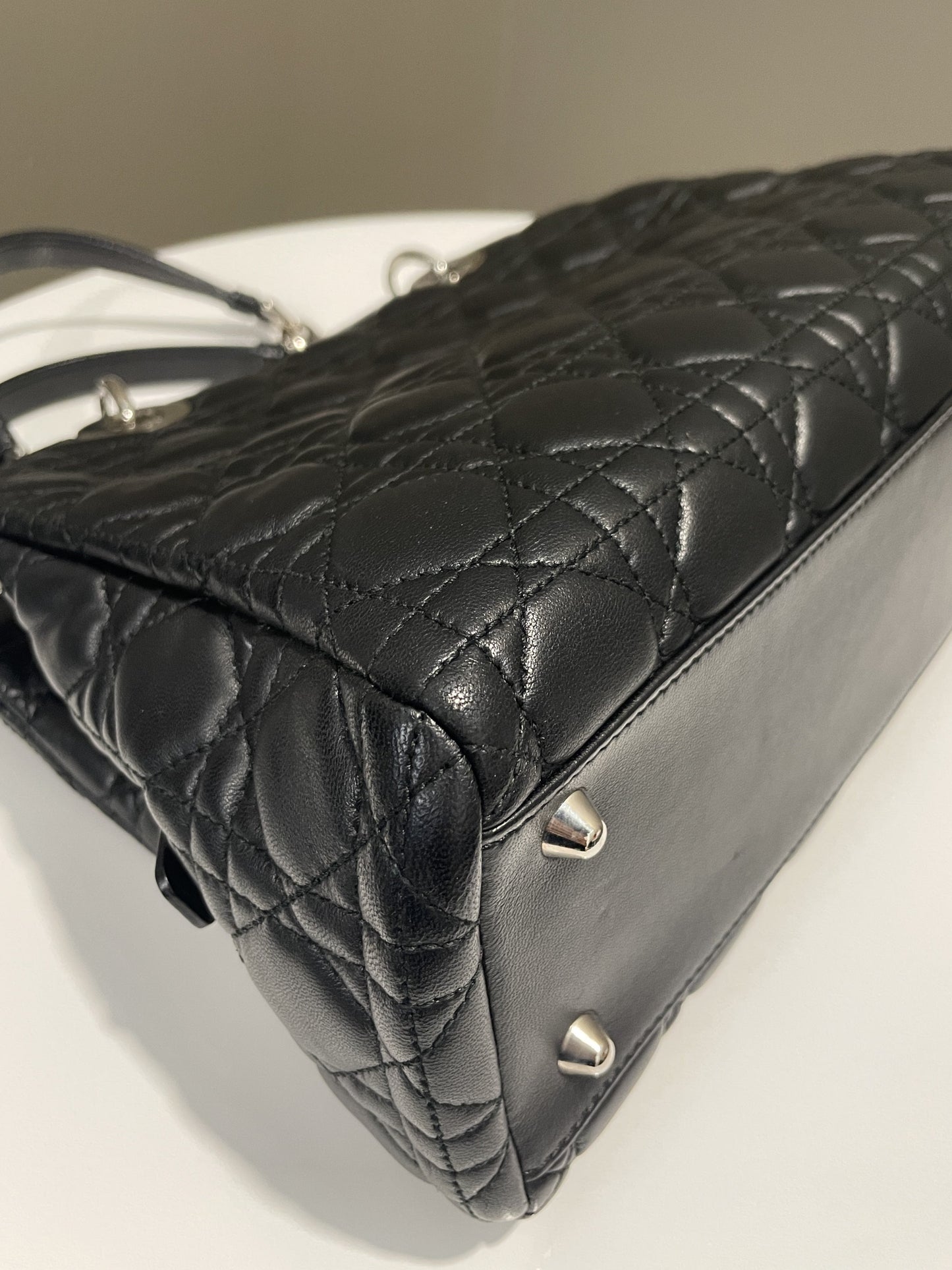 Dior Cannage Shoulder Bag Black Lambskin