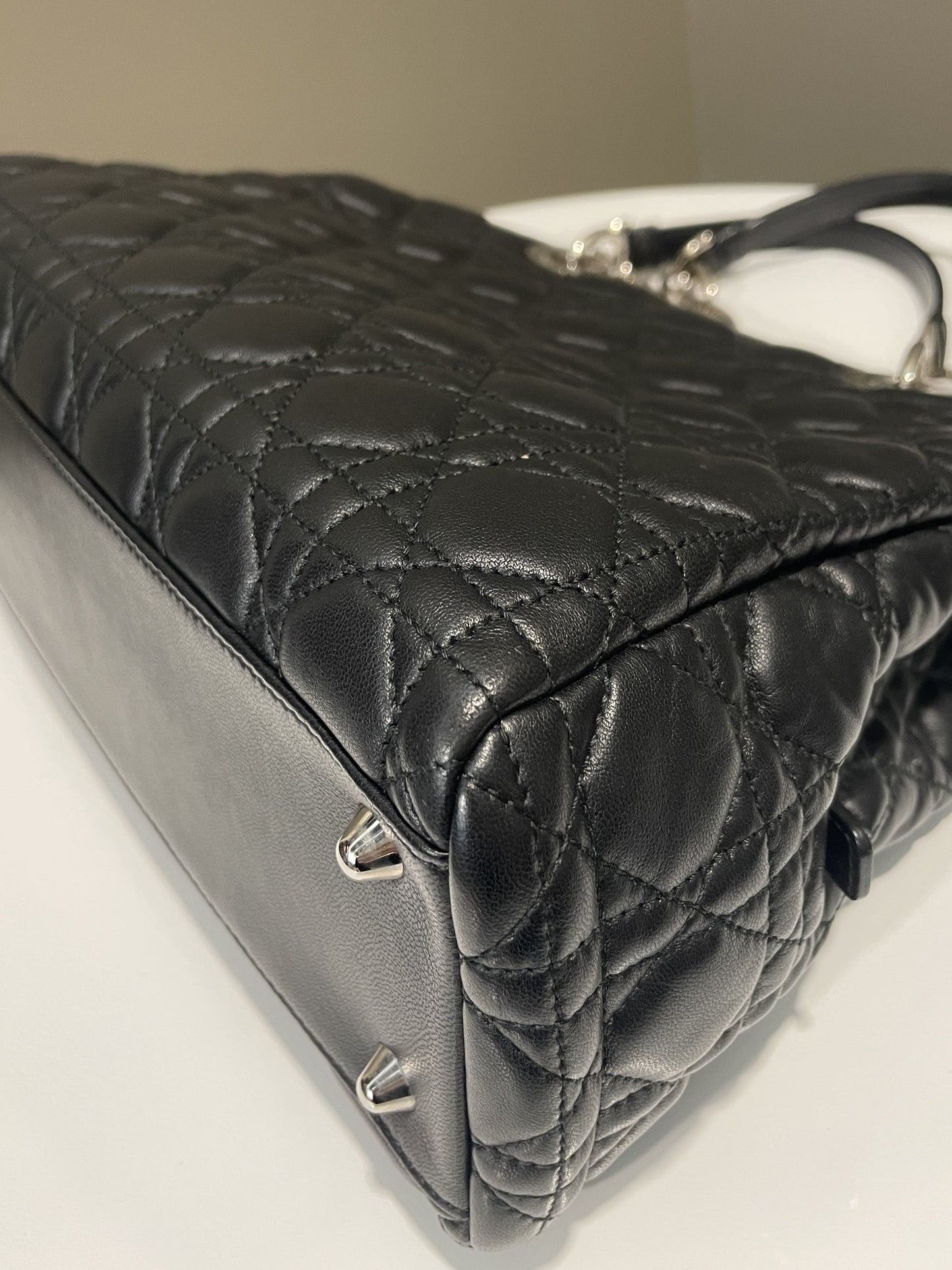 Dior Cannage Shoulder Bag Black Lambskin