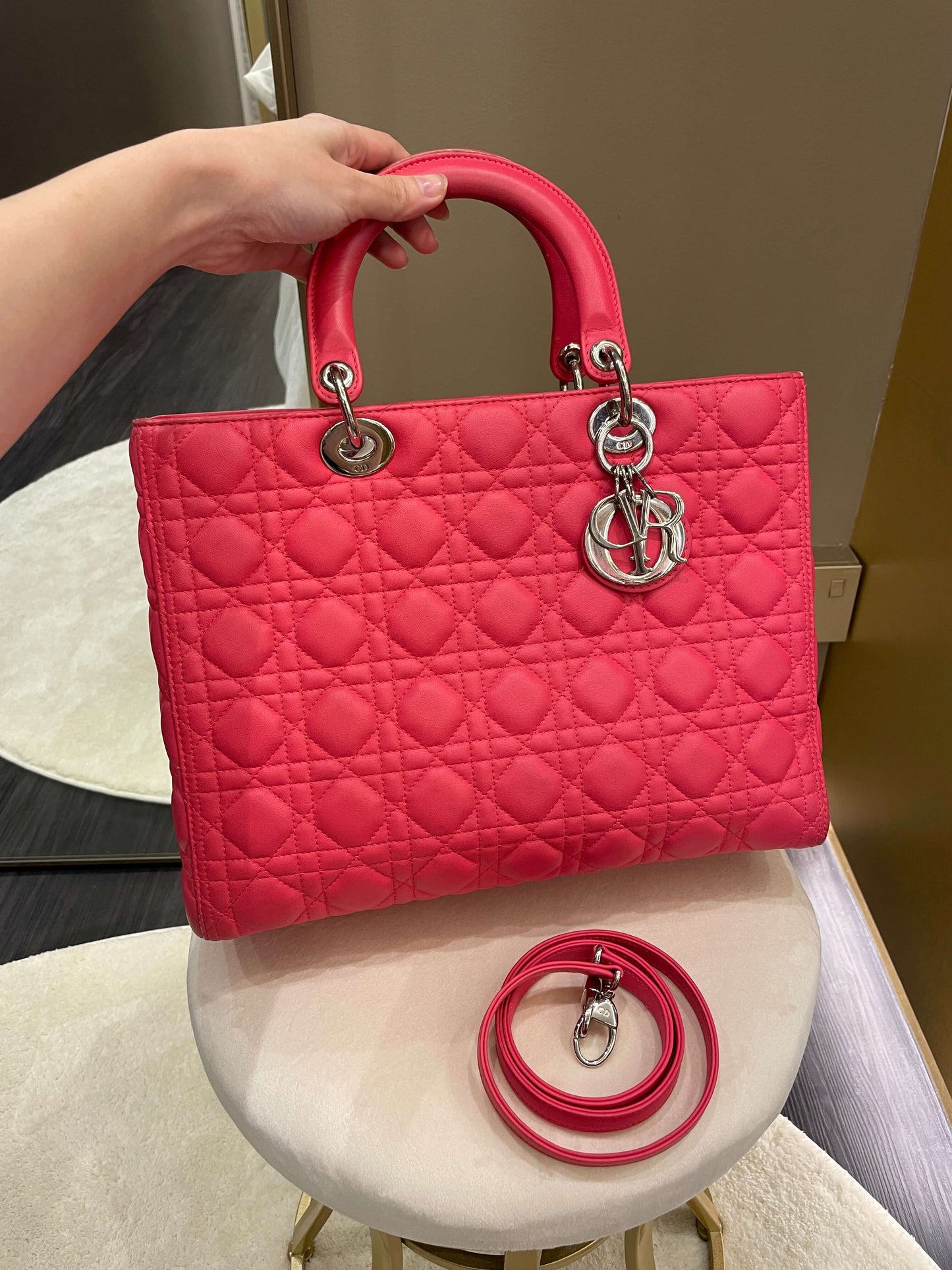 Dior Lady Dior Large Melon Pink Lambskin