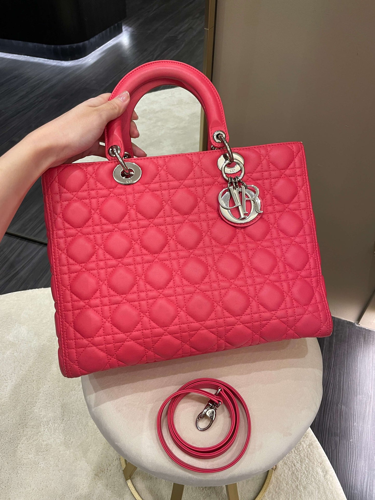 Dior Lady Dior Large Melon Pink Lambskin