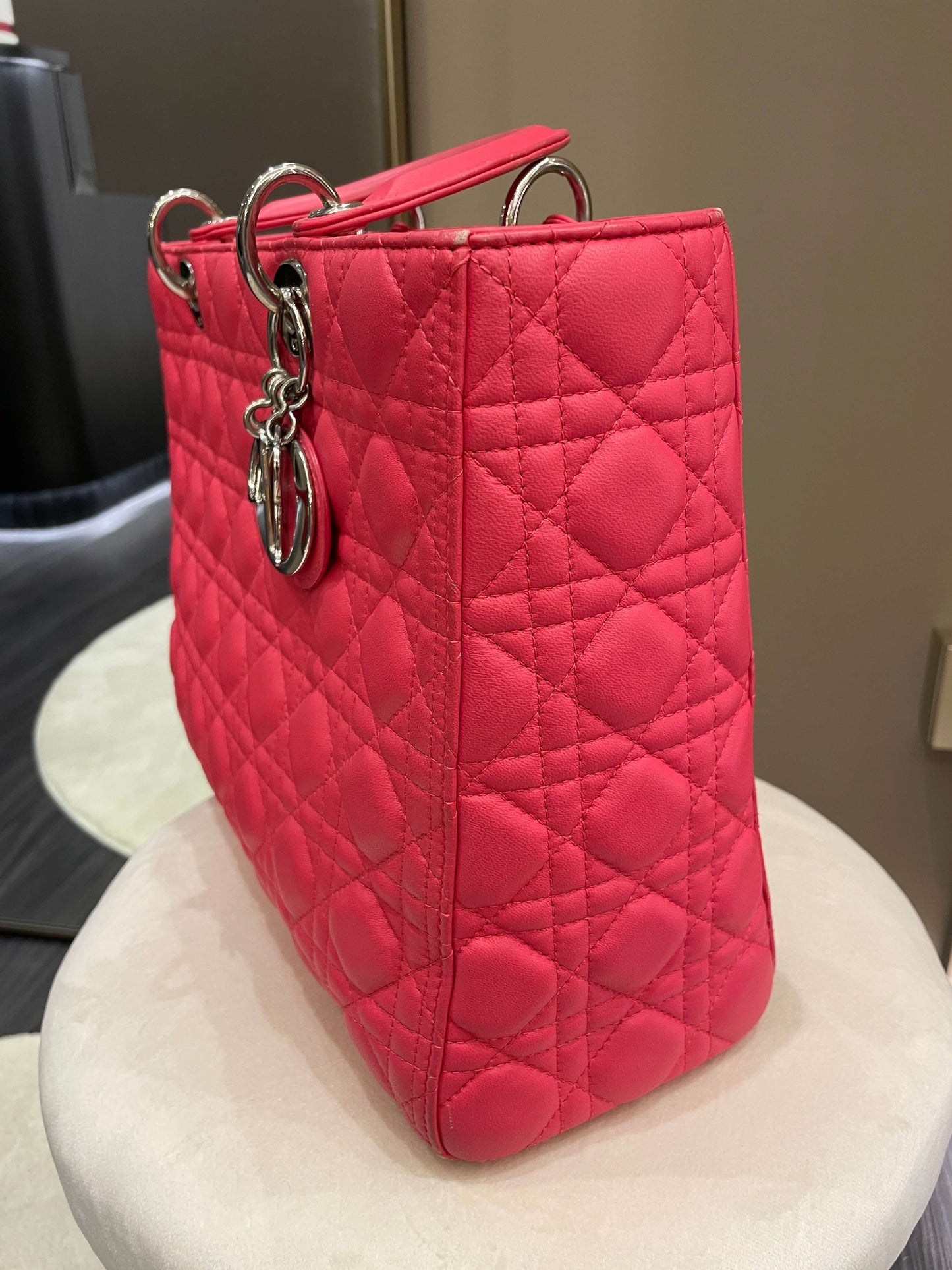 Dior Lady Dior Large Melon Pink Lambskin