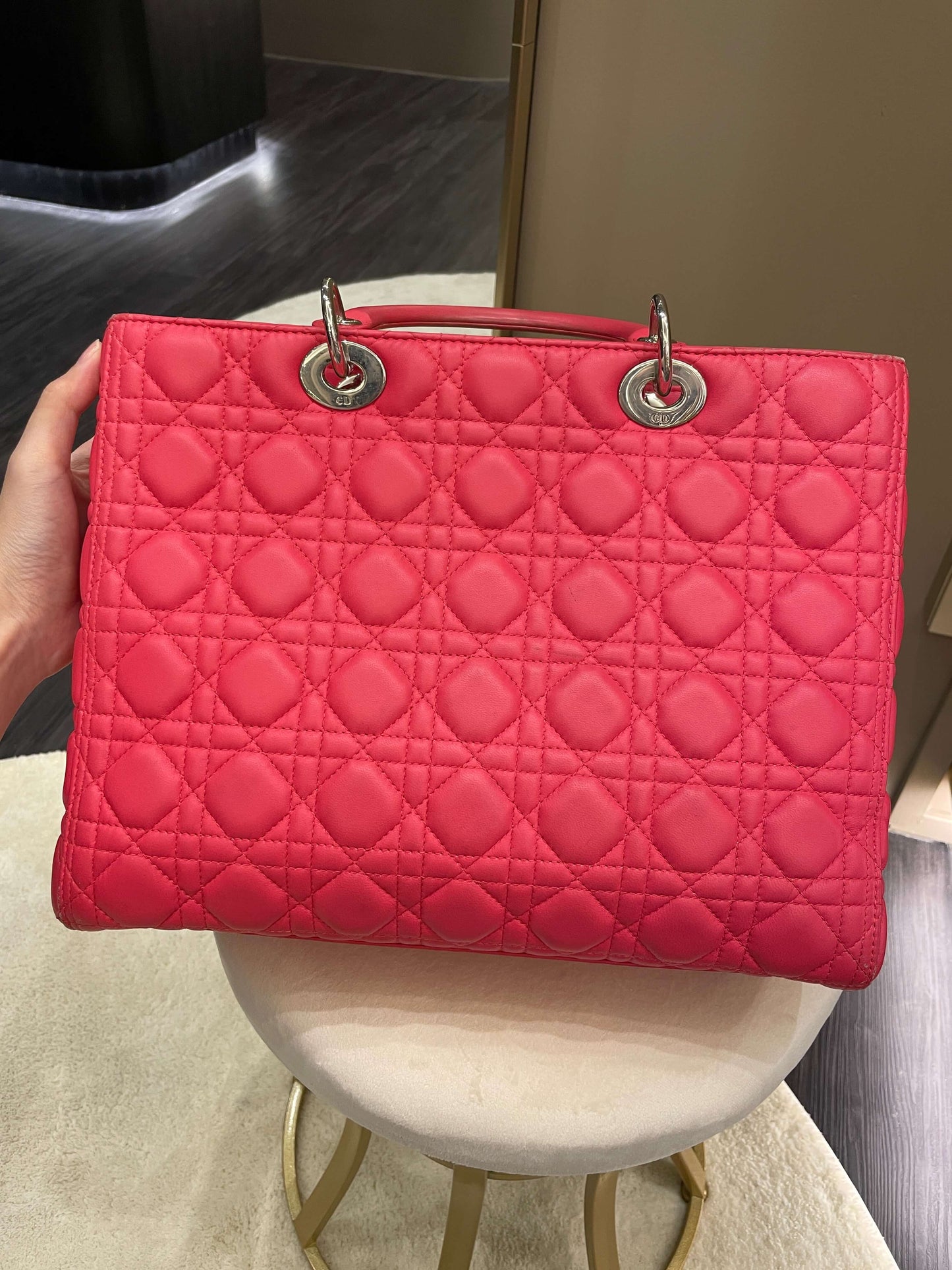 Dior Lady Dior Large Melon Pink Lambskin