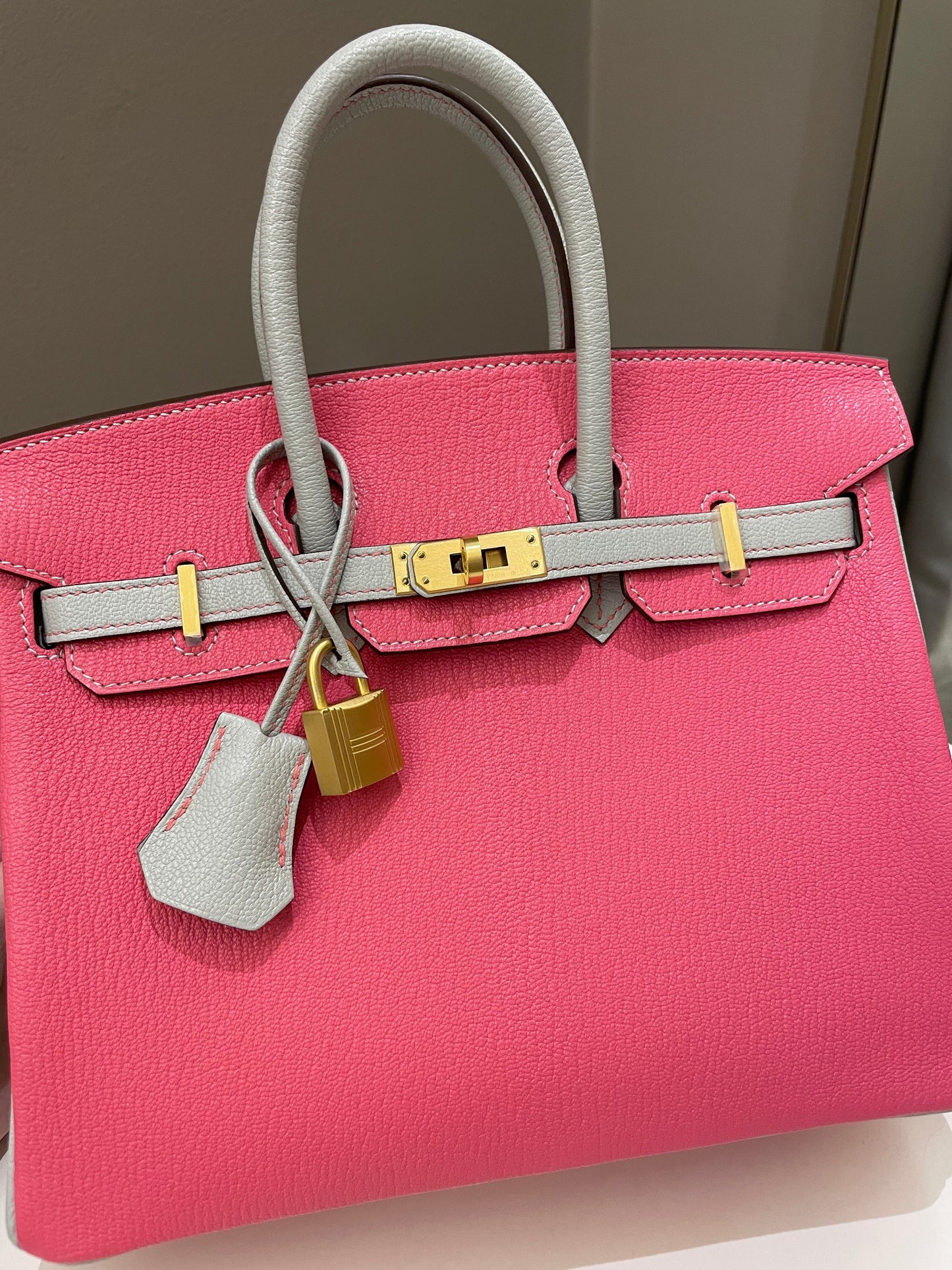 Hermes Birkin 25 HSS Rose Azalee/ Gris Chèvre