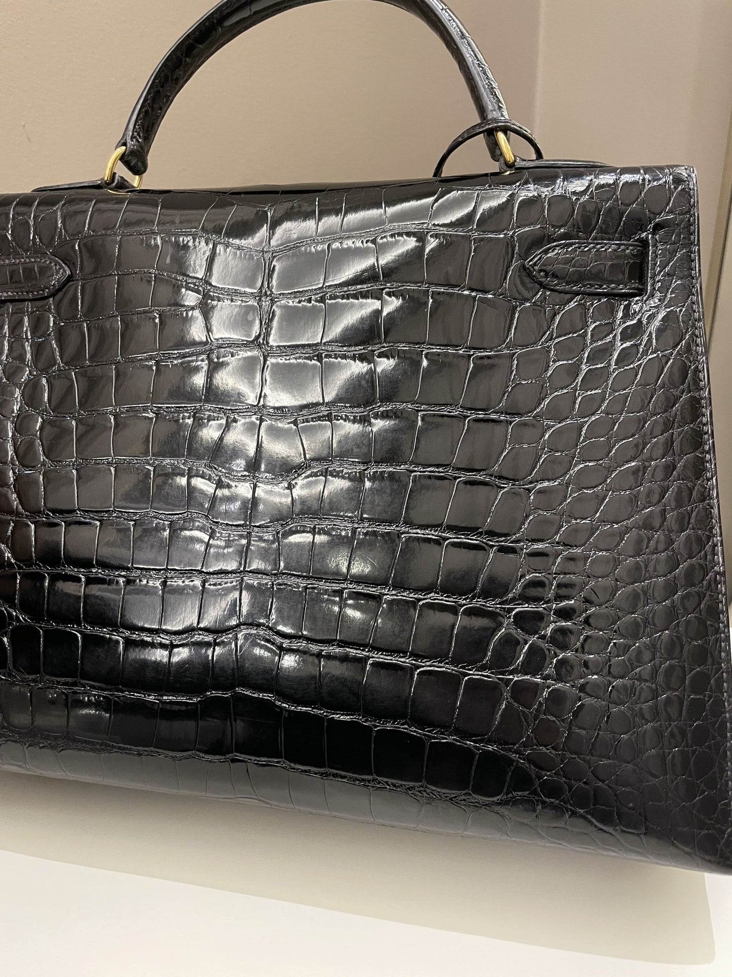 Hermes Kelly Sellier 32 Black Alligator